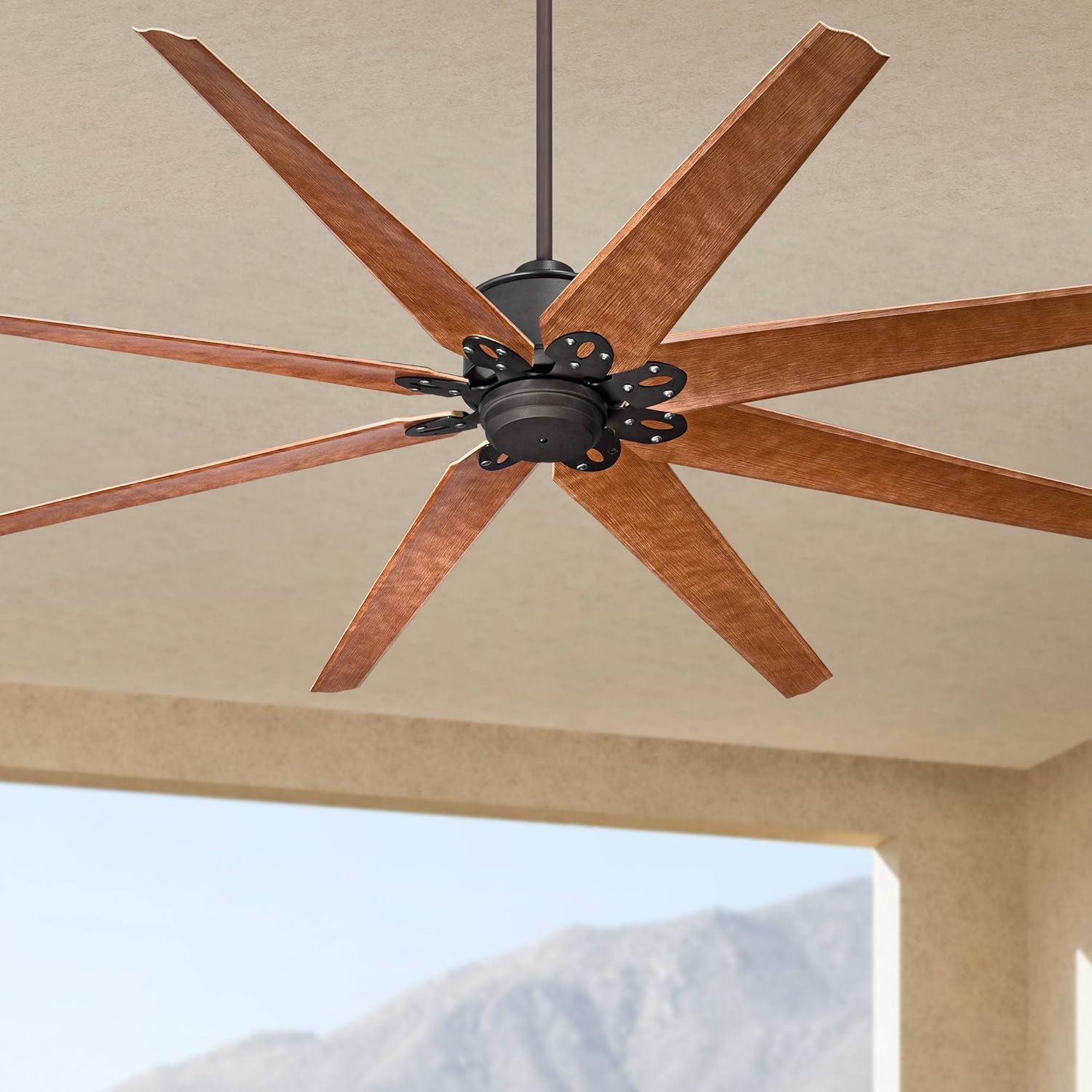 Casa Vieja 72 Predator Industrial Rustic Farmhouse Indoor Outdoor Ceiling Fan with Remote Control English Bronze Cherry Damp Rated for Patio Exterior House Home Porch Gazebo Garage Barn