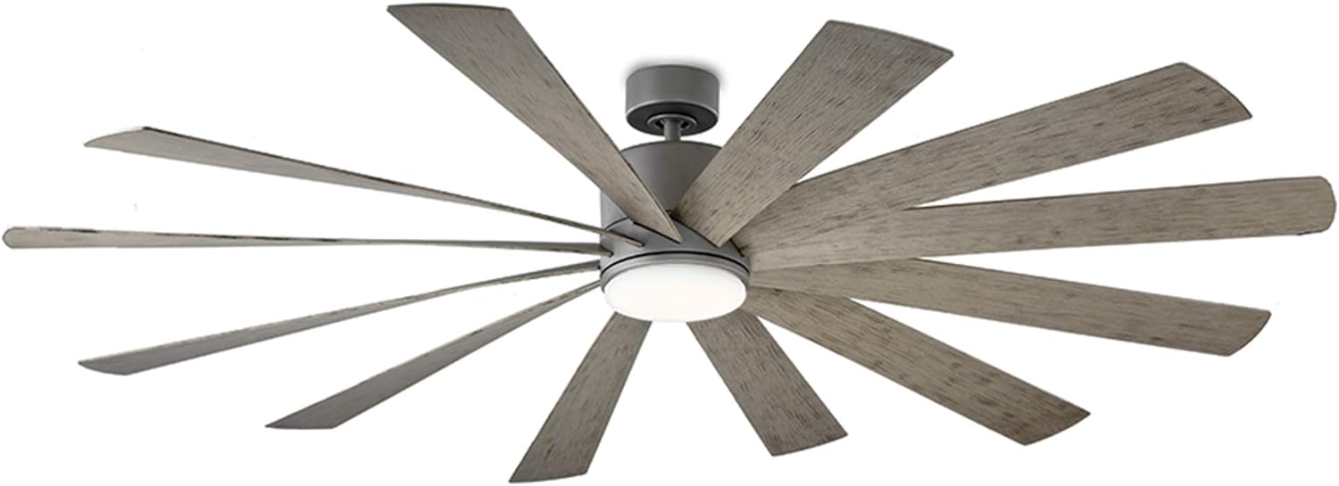 Modern Forms FR-W1815-80L-GH/WG Windflower 80 Inch 12 Blade Indoor/Outdoor Smart Fan with Six Speed DC Motor and LED Light in Graphite Finish Works with Nest, Ecobee, Google Home and iOS/Android App,