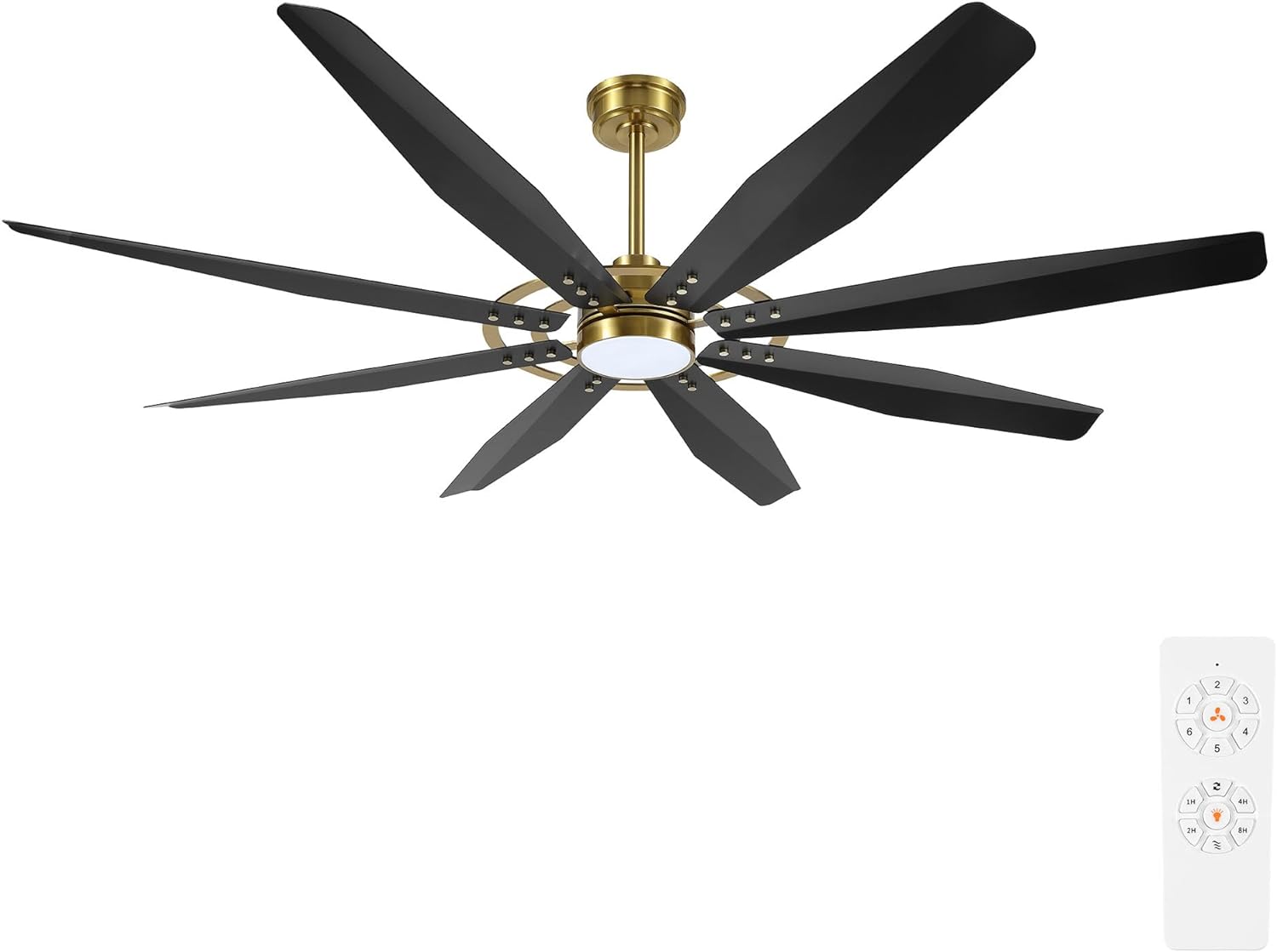 72 Modern Ceiling Fan with Light and Remote Control, 8 Aluminum Blades 6-Speeds Noiseless Reversible Powerful DC Motor, Large Ceiling Fan for Bedroom Dinning Living Room, Gold Black