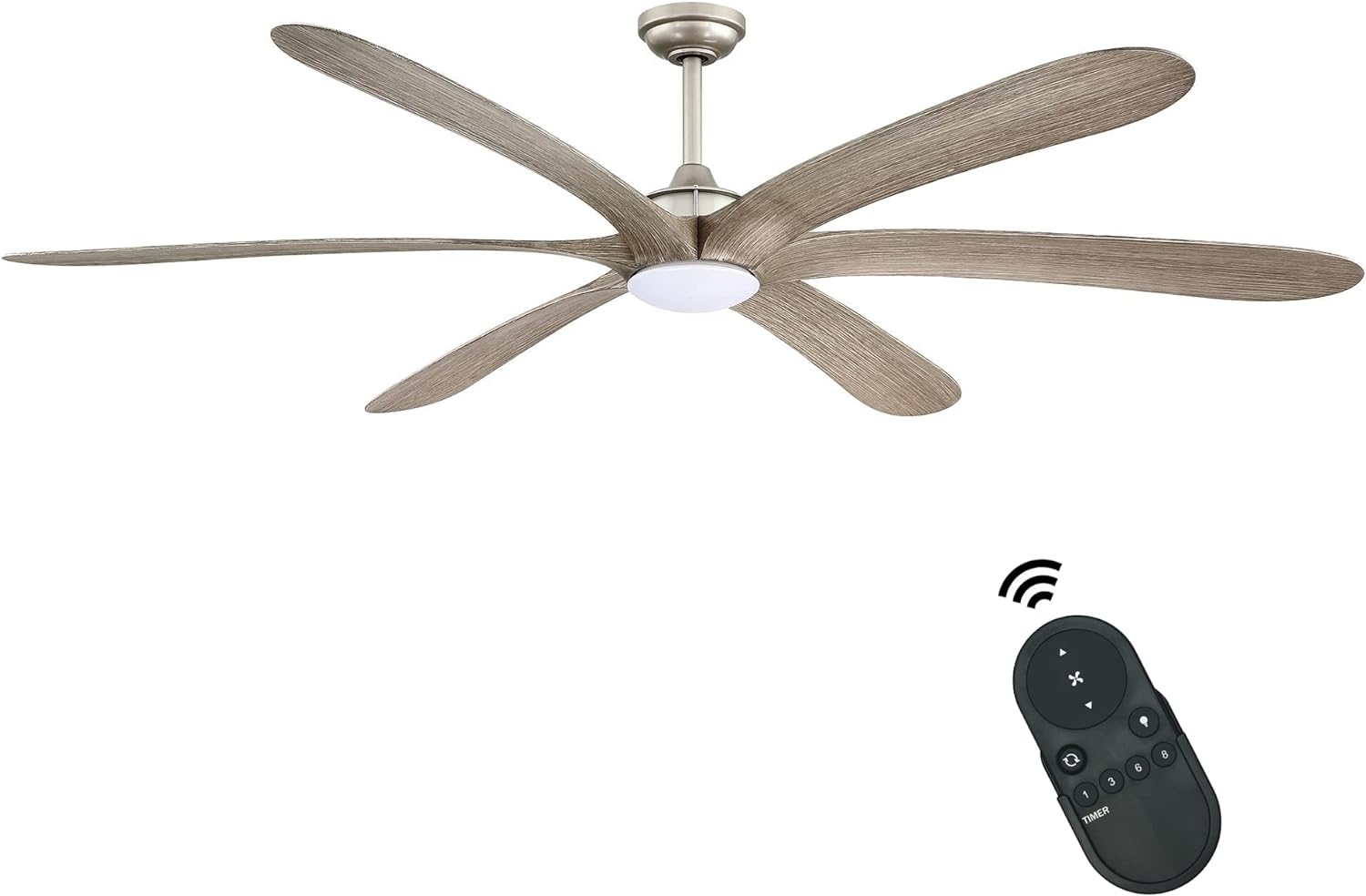 Parrot Uncle Ceiling Fans with Lights and Remote 72 Inch Farmhouse Large Ceiling Fan with Light LED Outdoor Ceiling Fans for Covered Patios, Painted Nickel