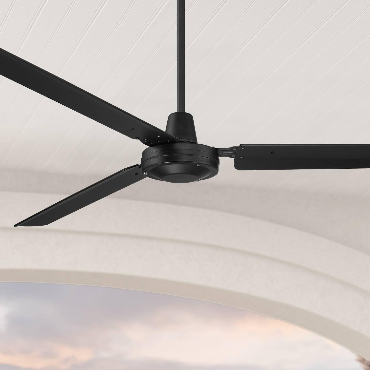 Casa Vieja 72 Velocity Modern Large 3 Blade Indoor Outdoor Ceiling Fan with Wall Control Matte Black Metal Damp Rated Patio Exterior House Home Porch Living Room Gazebo Garage Barn Roof