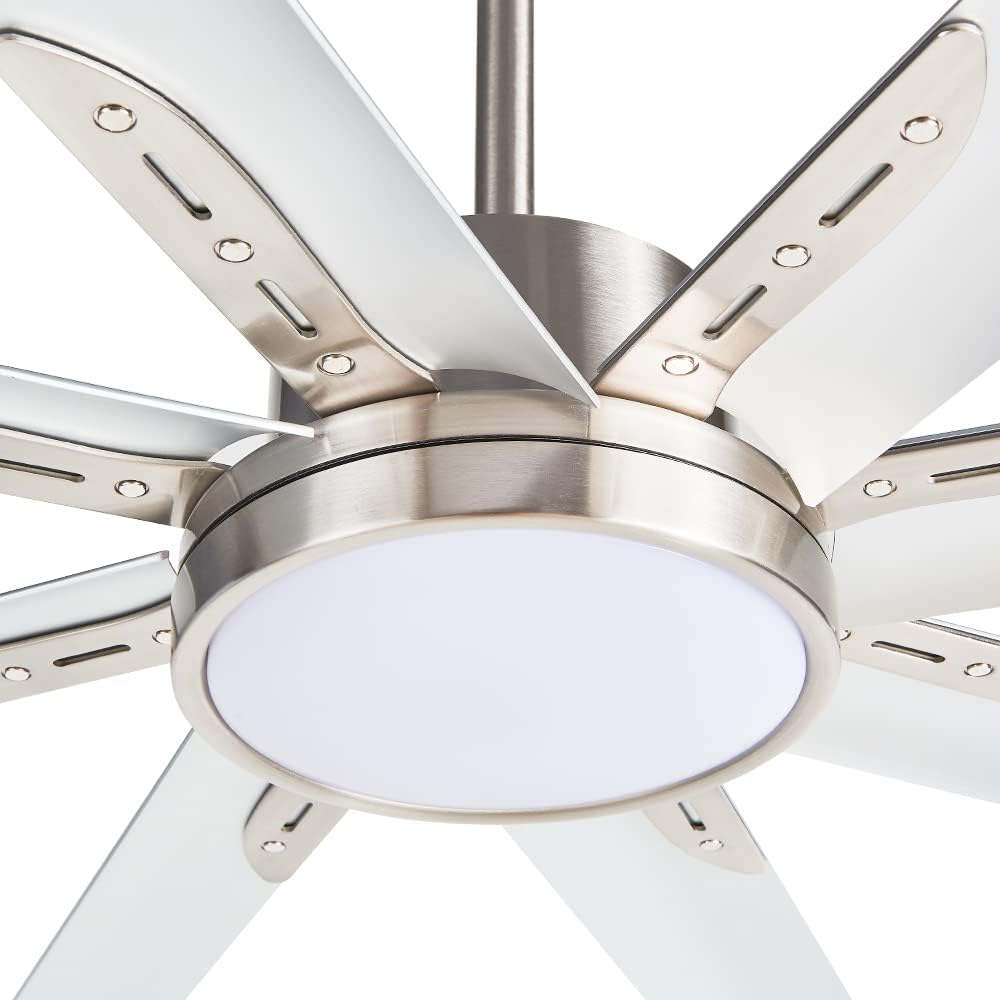 72 Inch Industrial DC Motor Ceiling Fan with LED Light, ETL Listed Damp Rated Indoor or Covered Outdoor Ceiling Fans for Living Room Basement Sunroom Porch Patio, 6-Speed Remote Control