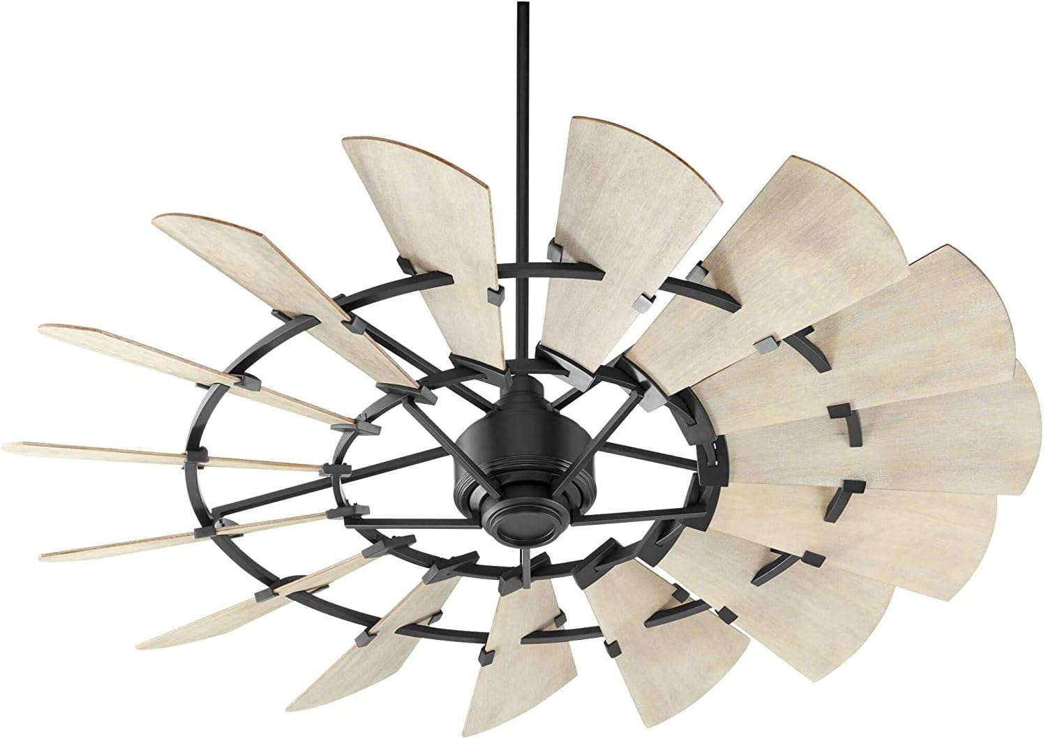 Quorum International 96015-69 I Windmill Collection 60 Inch Fifteen Blade Ceiling Fan - Noir Finish I Six Speed Reversible Motor I Modern Contemporary Fixture I Light Fixture Adaptable