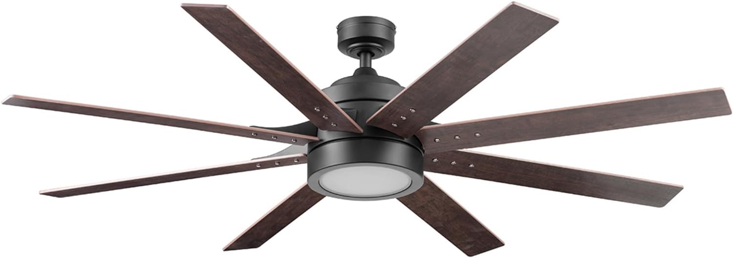 Honeywell Ceiling Fans Xerxes, 62 Inch Contemporary LED Ceiling Fan with Light and Remote Control, 8 Blades with Dual Finish, Reversible Motor - 51628-01 (Bright White)