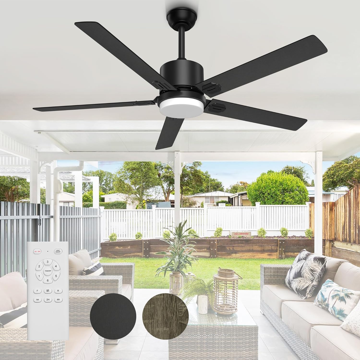 Ceiling Fan with Light, 60 Ceiling Fans with Remote Indoor Outdoor DC Motor Modern Ceiling Fan with Light LED for Dining Room, Bedroom, Kitchen, Living Room, Patios, Farmhouse