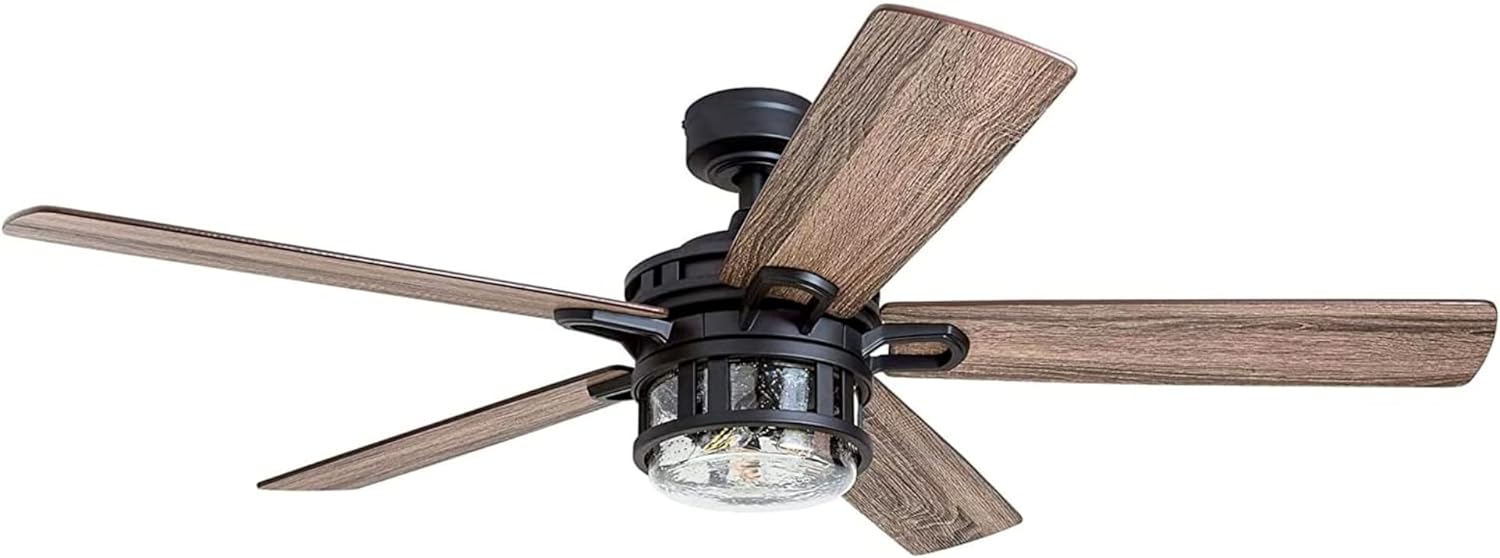 Honeywell Ceiling Fans Bonterra, 52 Inch Contemporary Indoor LED Ceiling Fan with Light and Remote Control, Dual Finish Blades, Reversible Motor - Model 50690-01 (Matte Black)