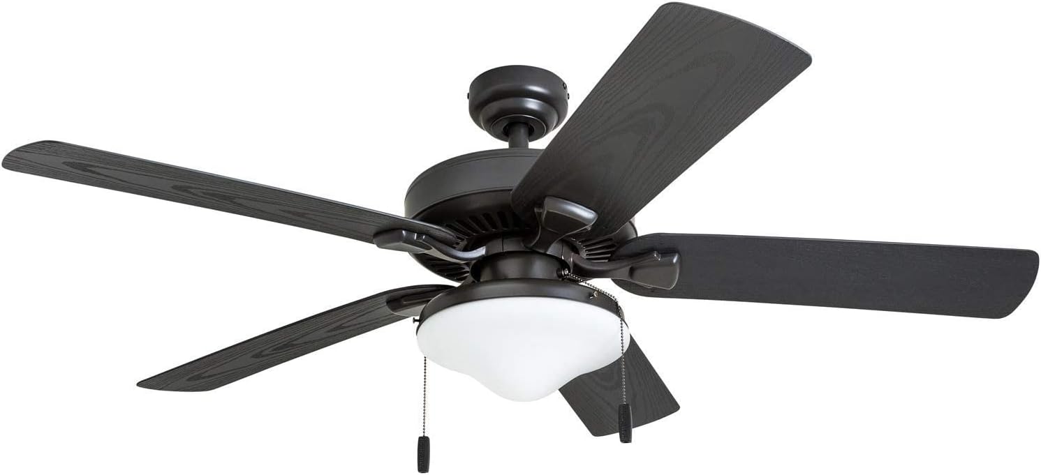 Honeywell Ceiling Fans Belmar, 52 Inch Traditional Indoor Outdoor LED Ceiling Fan with Light, Pull Chain, Three Mounting Options, ETL Damp Rated, Reversible Motor - 50512-01 (Bronze)