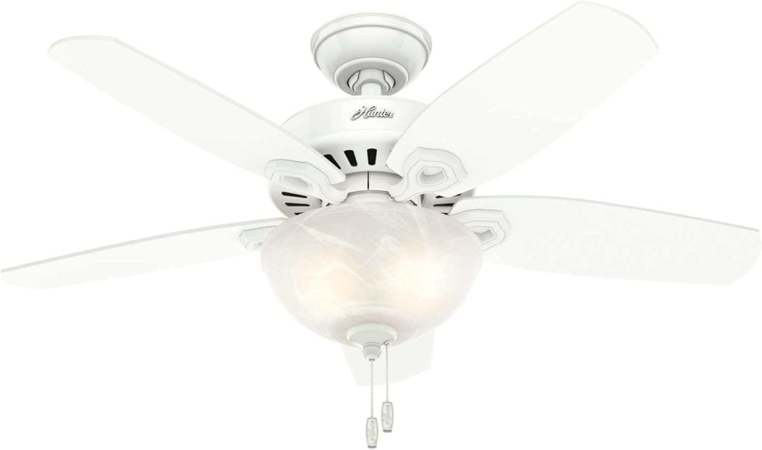 Hunter Fan Company, 52217, 42 inch Builder Snow White Ceiling Fan with LED Light Kit and Pull Chain