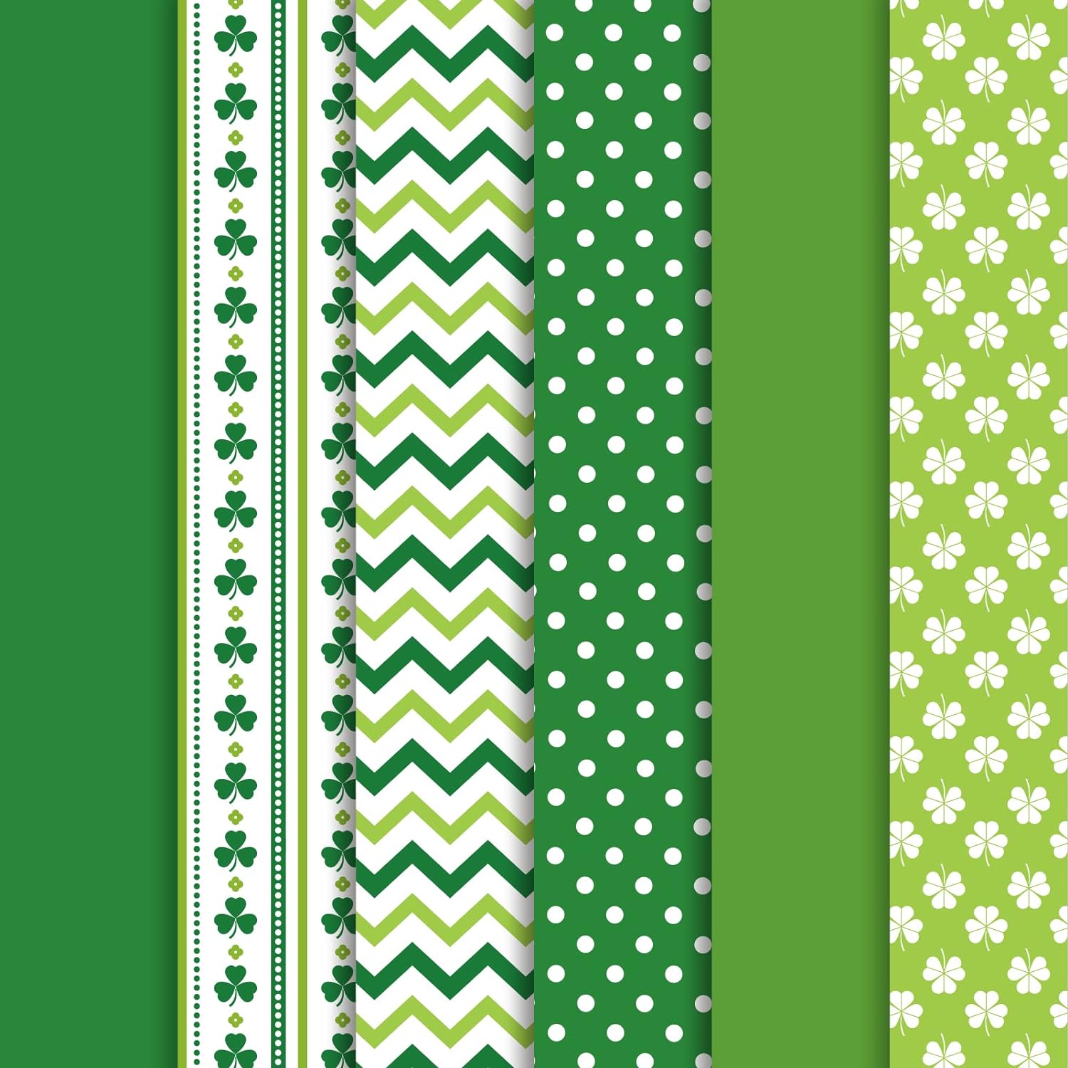 Whaline 90 Sheet St. Patrick' Day Tissue Paper Green Shamrock Clover Dot Wave Pattern Wrapping Paper 6 Design Irish Spring HolidayArt Tissue Paper for Gift Packing DIY Crafts Decor, 13.8 x 19.7in
