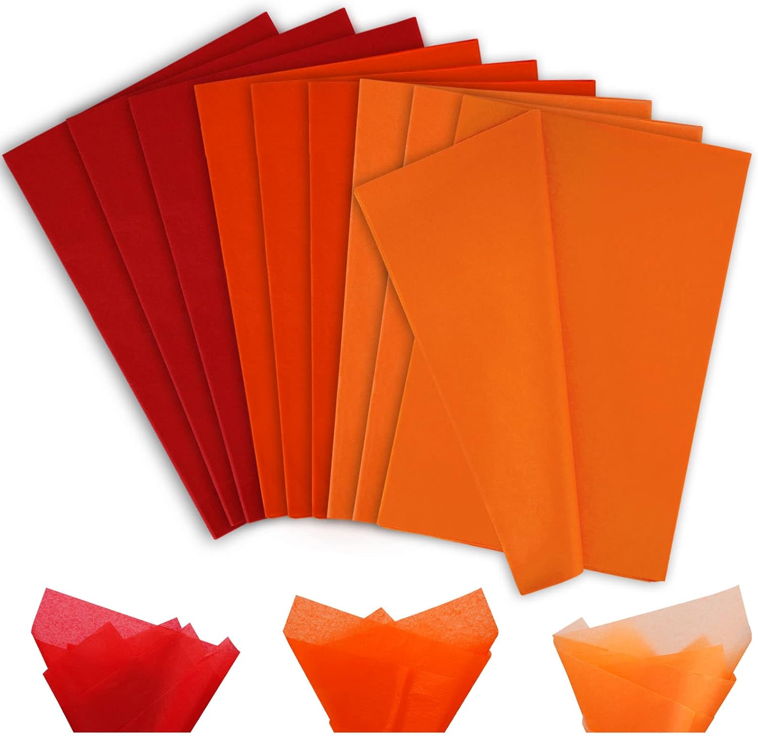Whaline 120 Sheet Assorted Red Orange Series Tissue Paper Gift Wrapping Tissue Paper Art Paper Crafts for DIY Birthday Autumn Wedding Holiday Paper Flower, 3 Colors, 15 x 20 inch