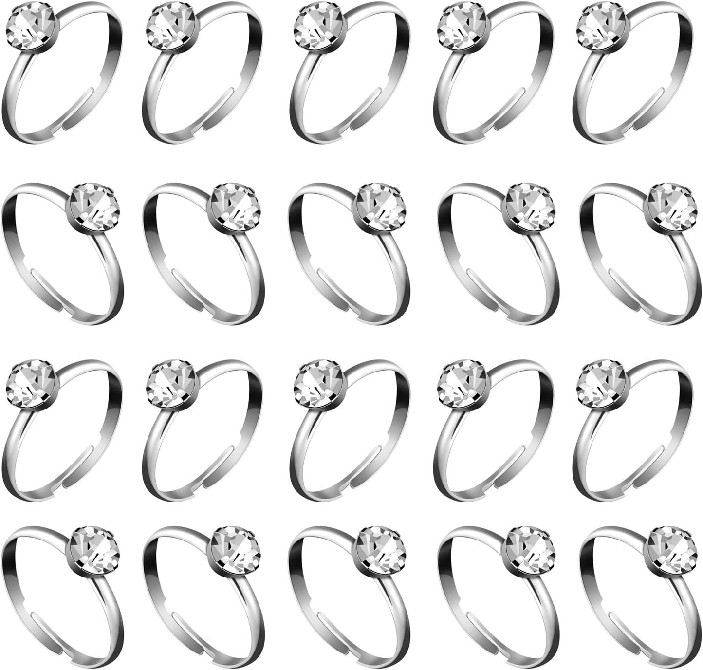 Whaline 36 Packs Diamond Engagement Rings Bridal Shower Rings for Wedding Table Decorations, Party Supply, Favor Accents, Cupcake Toppers