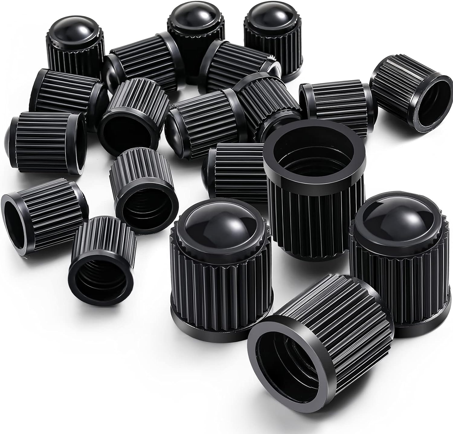 20 Pack Tyre Valve Dust Caps for Car, Motorbike, Trucks, Bike, Bicycle (Black)