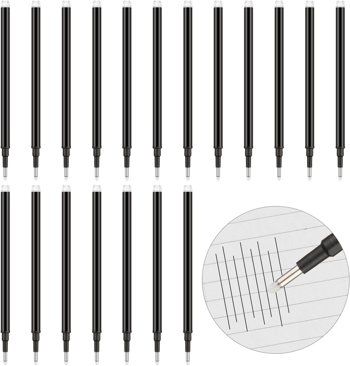 24 Pieces Gel Ink Refills Erasable Gel Refills for Erasable Gel Ink Pens, Fine Point 0.7 mm (Black)