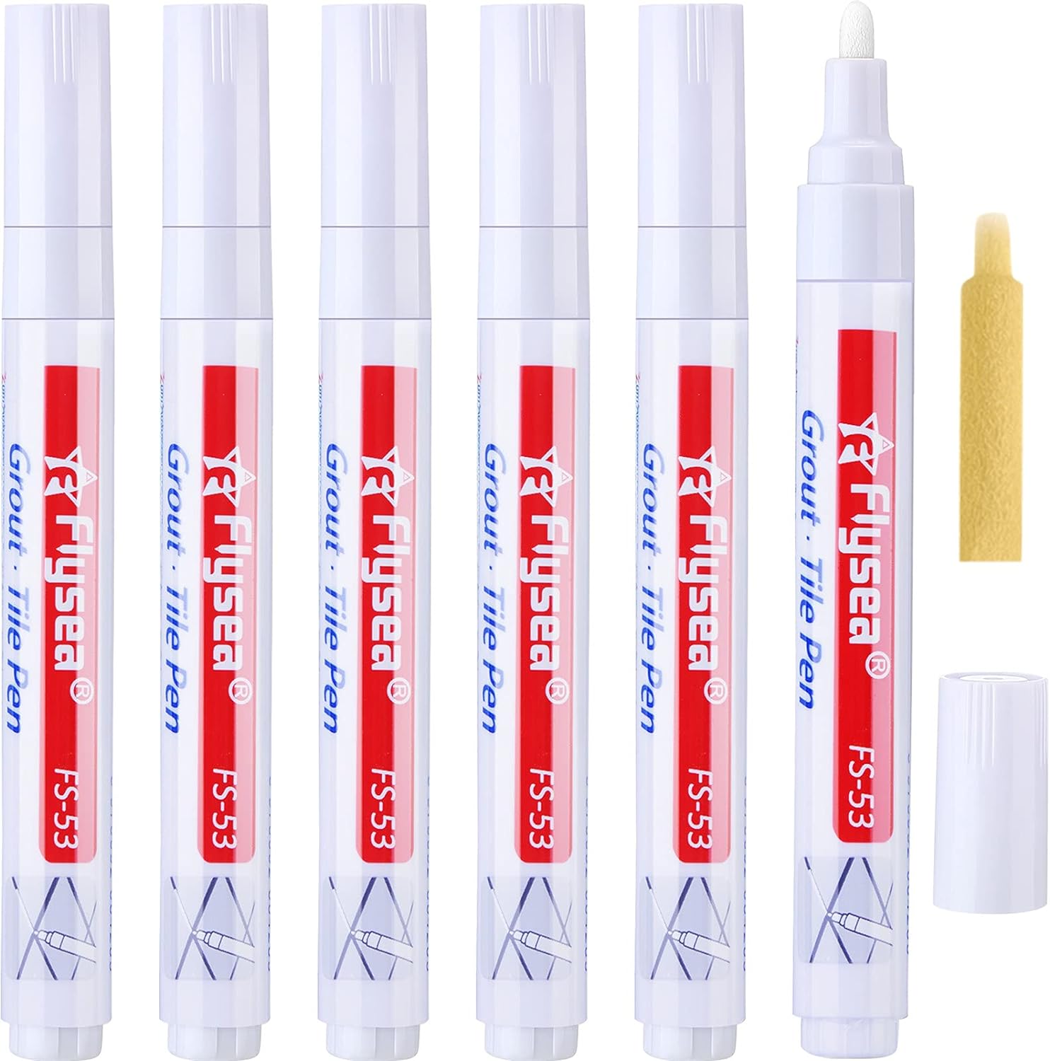 6 Pieces Tile Pen Wall Grout Restorer Pen Repair Marker Grout Filler Pen for Restoring Tile Wall Floor Bathrooms and Kitchen(White)