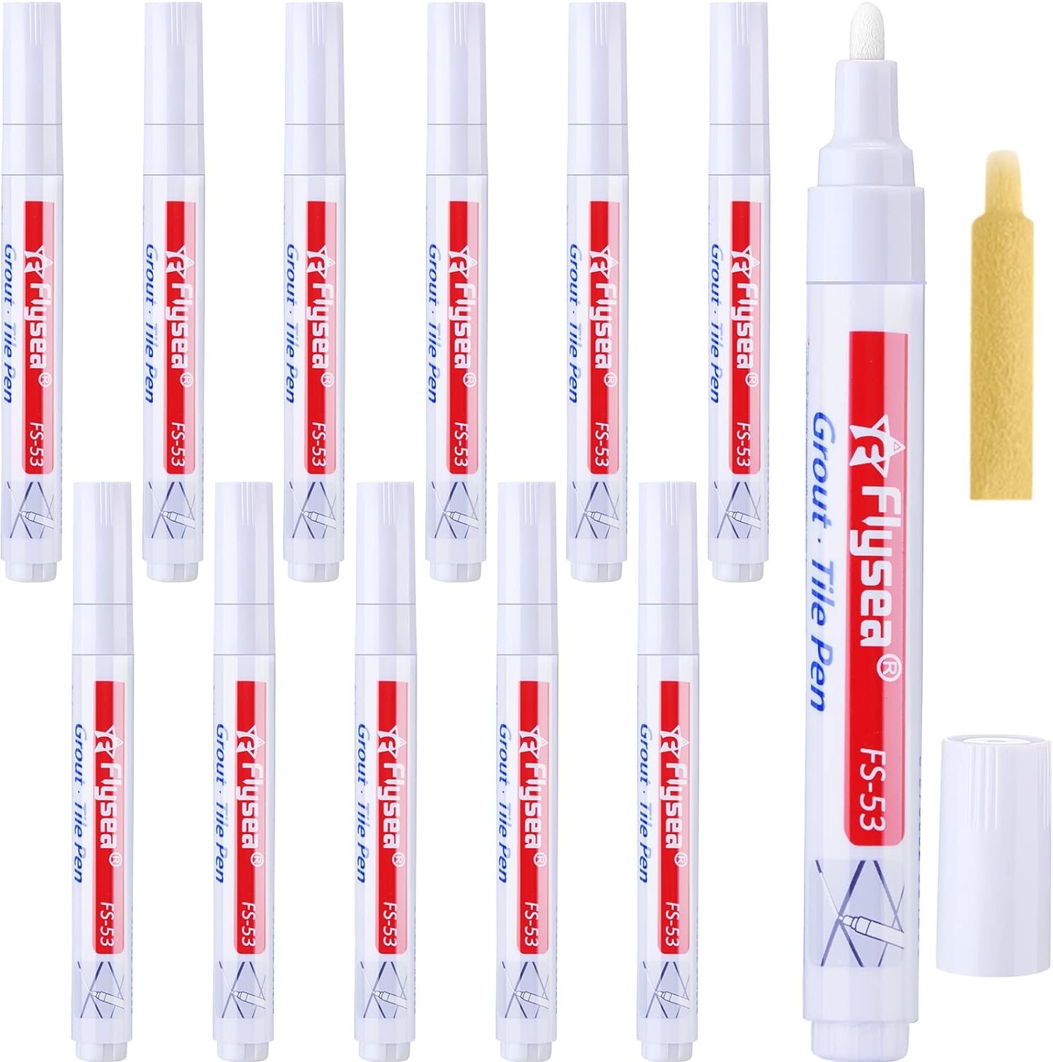 12 Pieces Grout Tile Pen Grout Restorer Pen Renew Repair Marker for Tile Wall Floor (White)