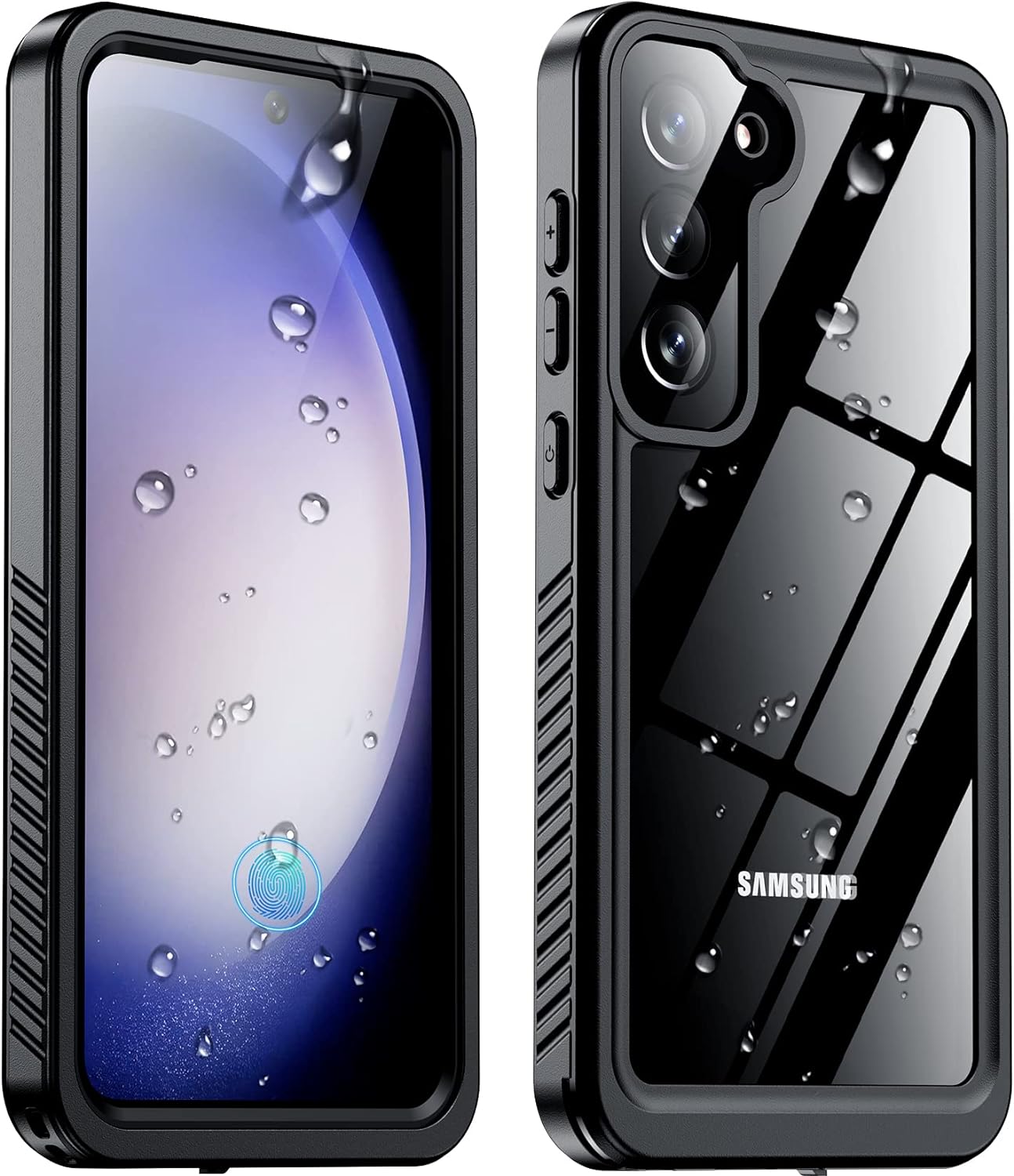 Temdan for Samsung Galaxy S23 Case,Waterproof Built-in Lens & Screen Protector[Full Body Shockproof][12 FT Military Drop Proof][Dustproof][IP68 Underwater] Case for Galaxy S23 5G 6.1-Black/Clear