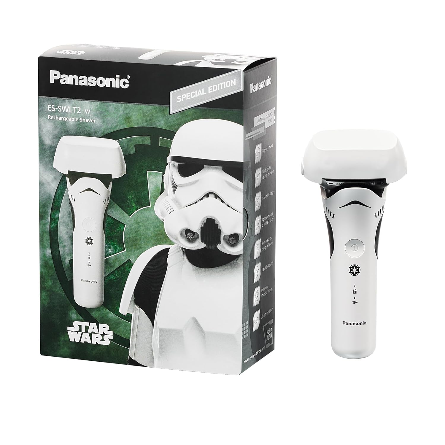 Panasonic Electric Shaver, Special Edition Star Wars Stormtrooper Design, Wet Dry Mens Shaver with 3-Blade Cutting System and Pop-Up Trimmer - ES-SWLT2W