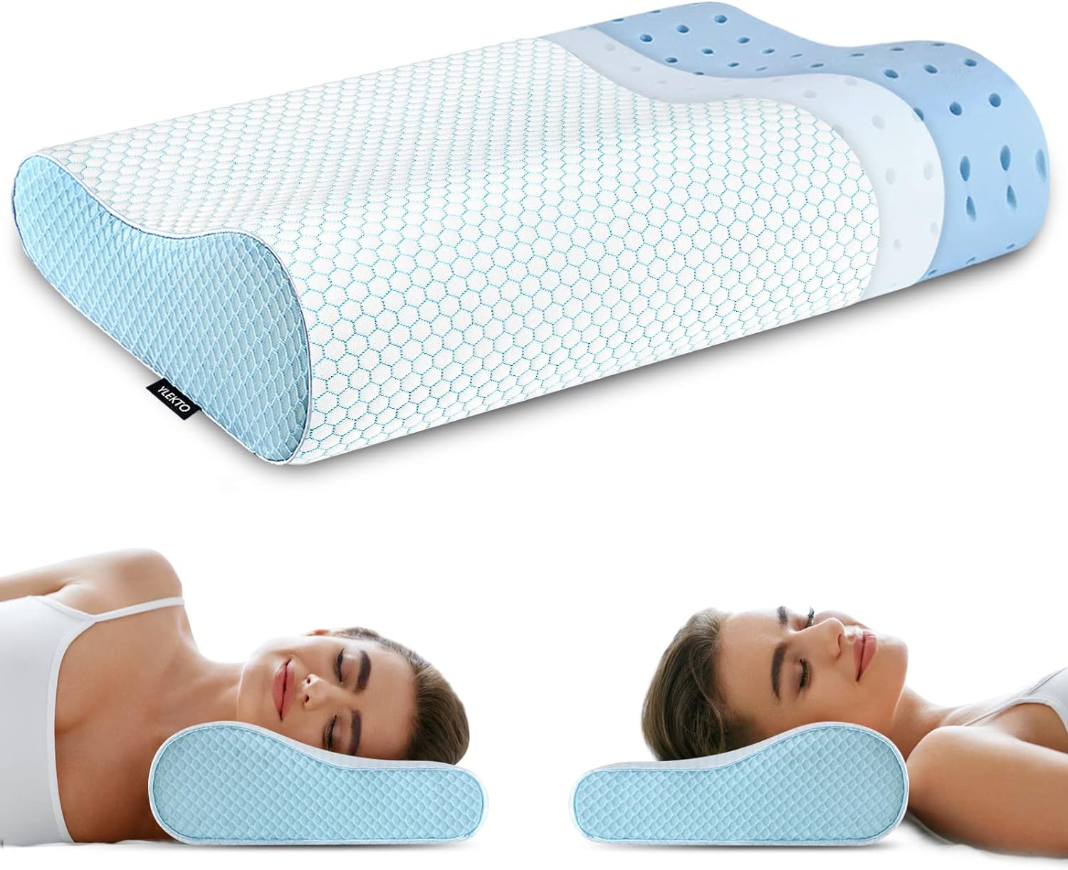 Memory Foam Pillows, Bed Pillow for Sleeping, Ergonomic Cervical Pillow Neck Support Pillow for Side Back Stomach Sleeper, Orthopedic Contour Pillow for Neck and Shoulder Pain