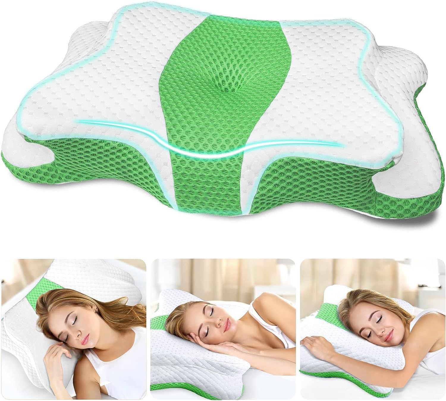 5X Pain Relief Cervical Pillow for Neck and Shoulder Support,Hollow Design Cervical Memory Foam Pillows, Orthopedic Ergonomic Neck Pillow,Contour Bed Pillow for Side,Back,Stomach Sleeper