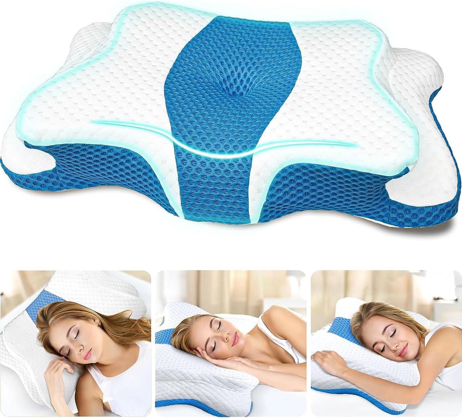 5X Pain Relief Cervical Pillow for Neck and Shoulder Support,Hollow Design Cervical Memory Foam Pillows, Orthopedic Ergonomic Neck Pillow,Contour Bed Pillow for Side,Back,Stomach Sleeper