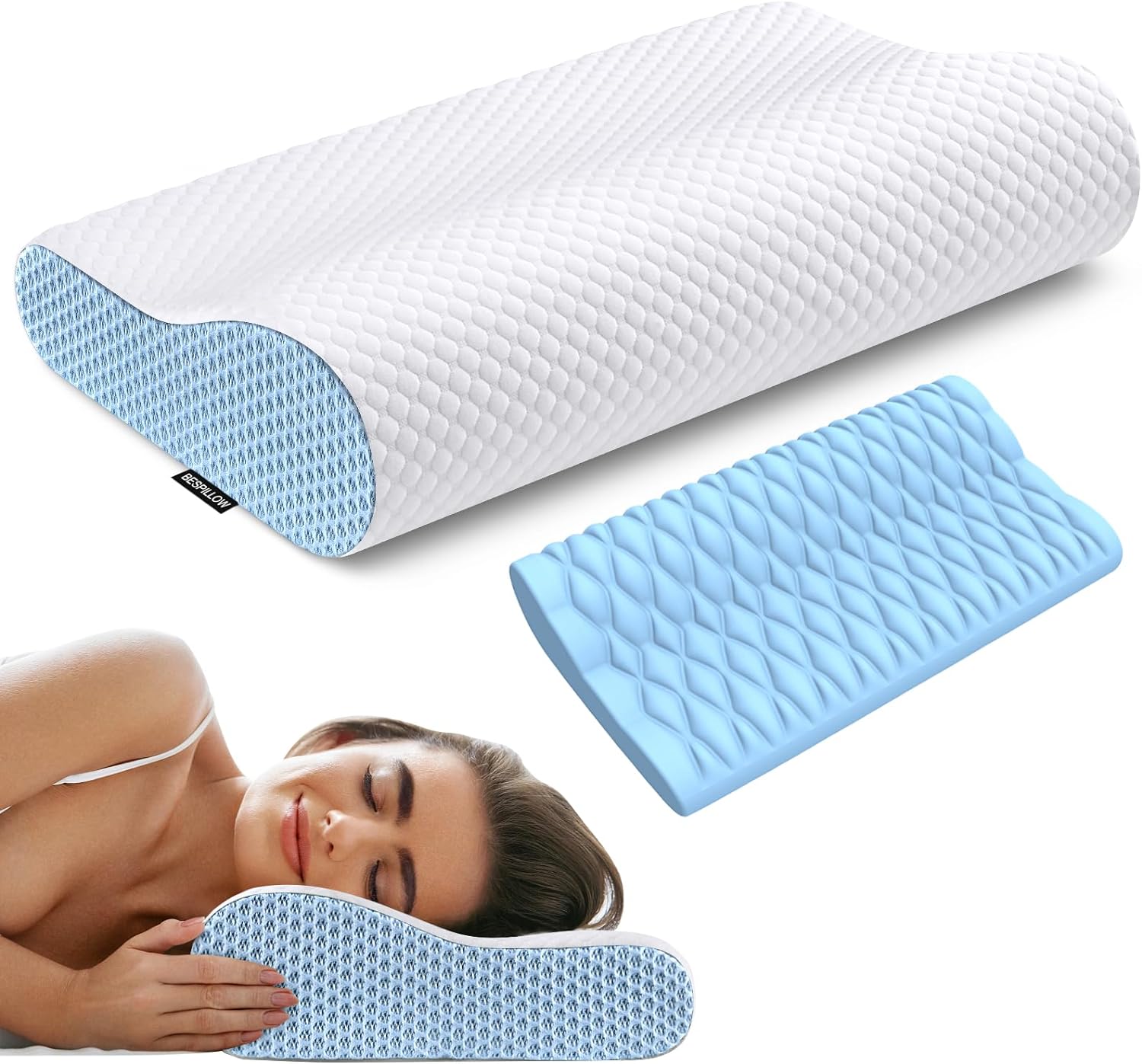 Neck Pillow Contour Memory Foam Pillows for Sleeping, Ergonomic Pillow for Neck and Shoulder Pain, Orthopedic Cervical Pillow Bed Pillow for Side, Back & Stomach Sleepers