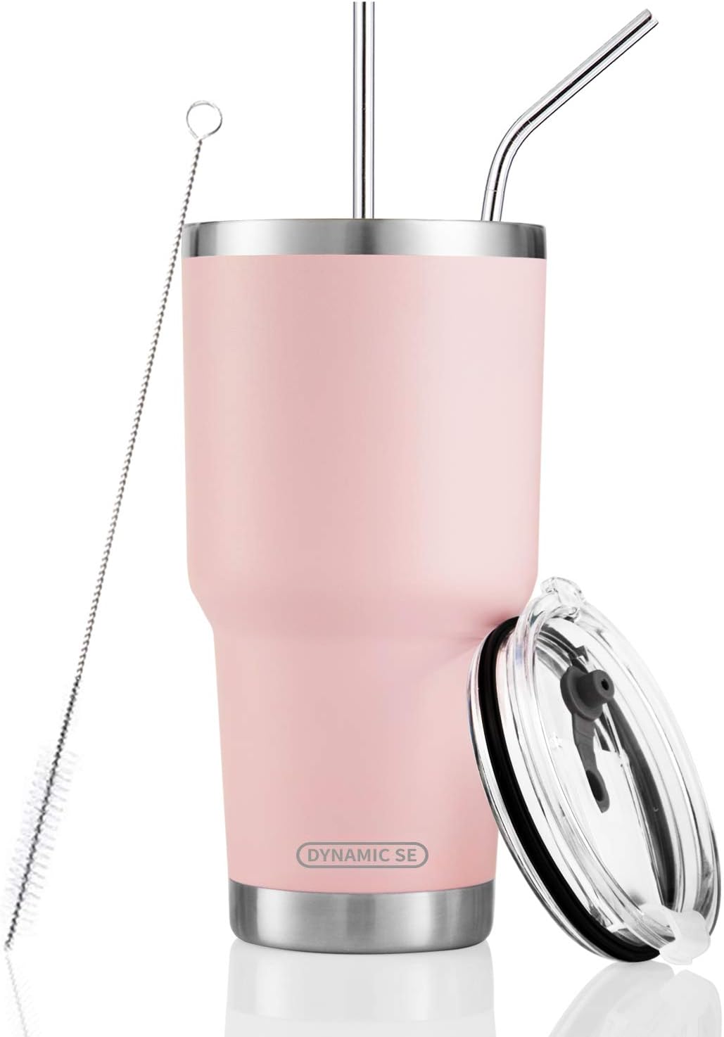 30oz Sakura Pink Tumbler Stainless Steel Double Wall Vacuum Insulated Mug with Straw and Lid, Cleaning Brush for Cold and Hot Beverages