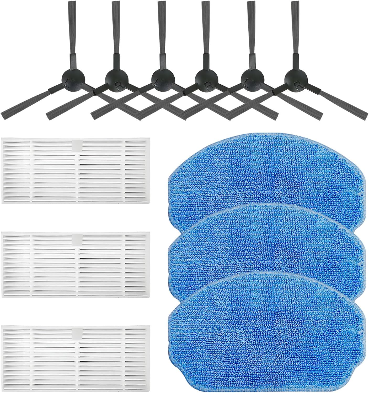 Replacement Parts Compatible with MAMNV BR150 BR151, ZCWA BR150 BR151, MANVINS G20 Robot Vacuum Cleaner Accessories 3 Hepa Filters 3 Mop Pads 6 Side Brushes