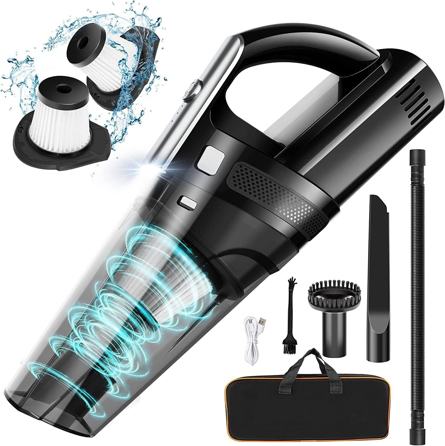 Handheld Vacuum Mini Portable Rechargeable Car Vacuum Cleaner Cordless with 8000PA Powerful Suction for Car Home and Office