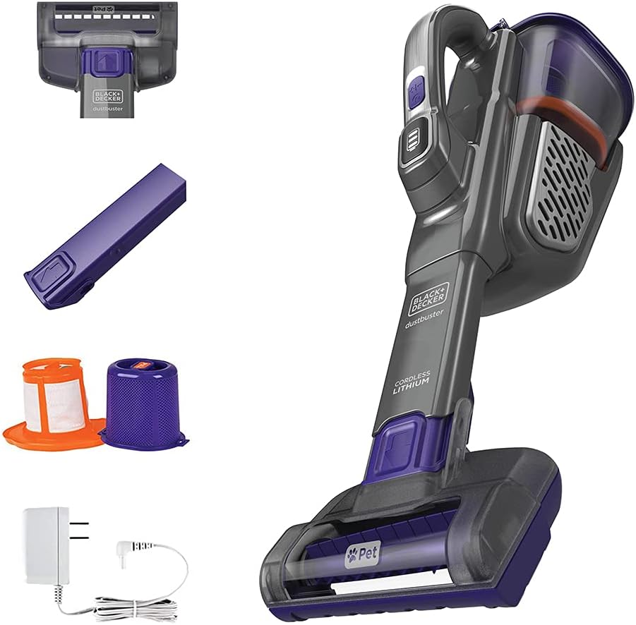 BLACK DECKER dustbuster furbuster AdvancedClean  Cordless Pet Handheld Vacuum, Home, Pet and Car Vacuum (HHVK515JP07)