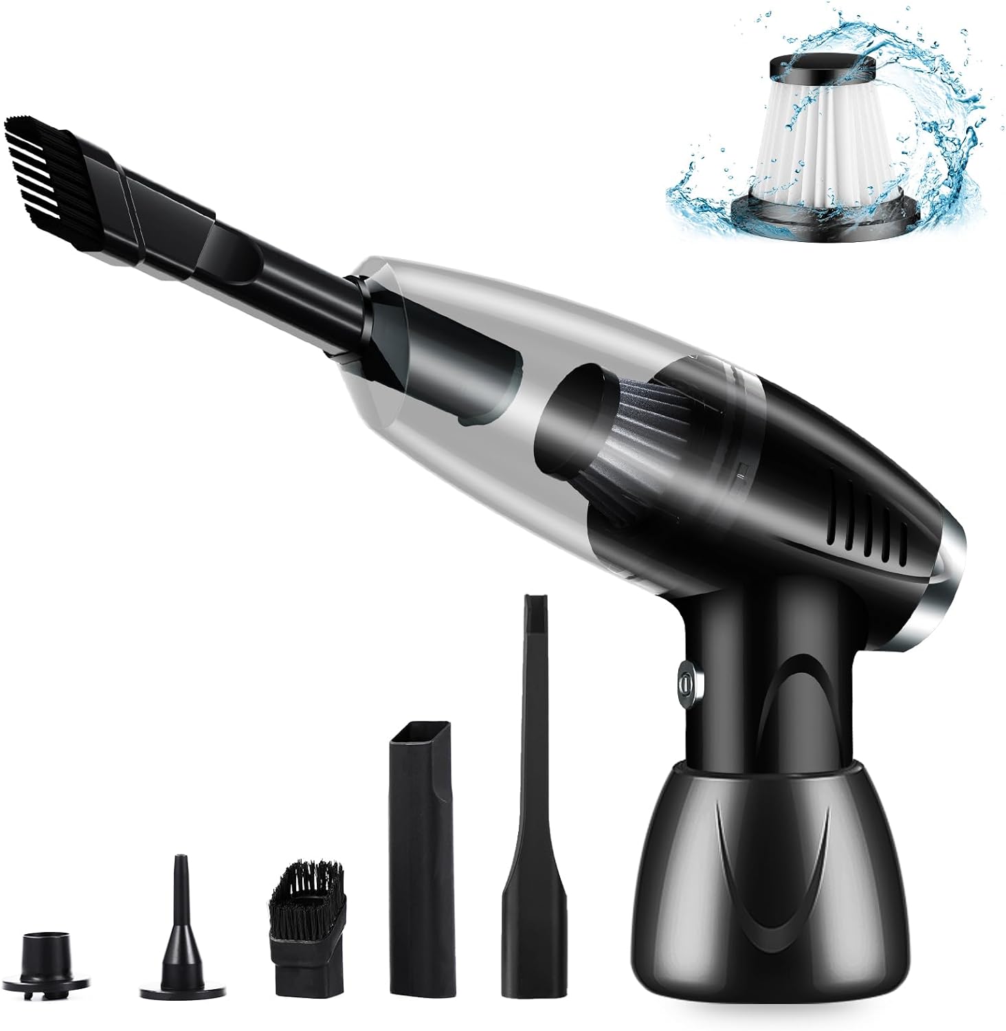 Cordless Vacuum Cleaner, Handheld Vacuum 9000Pa Strong Suction, USB Rechargeable Air Duster with Multi-nozzles and Air Blower for Home, Car, Office, Pet