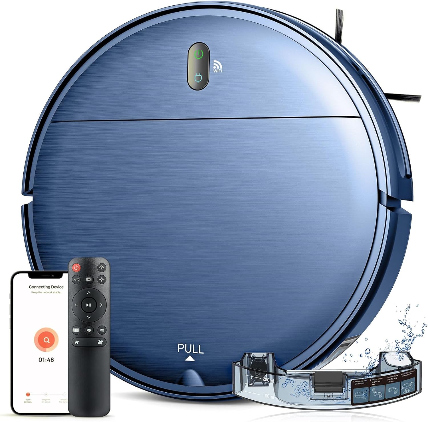 Robot Vacuum and Mop Combo, 2 in 1 Robot Vacuum Self-Charging Robot Vacuum Cleaner Compatible with WiFi/APP/Alexa, Ideal for Hard Floor, Carpet and Pet Hair