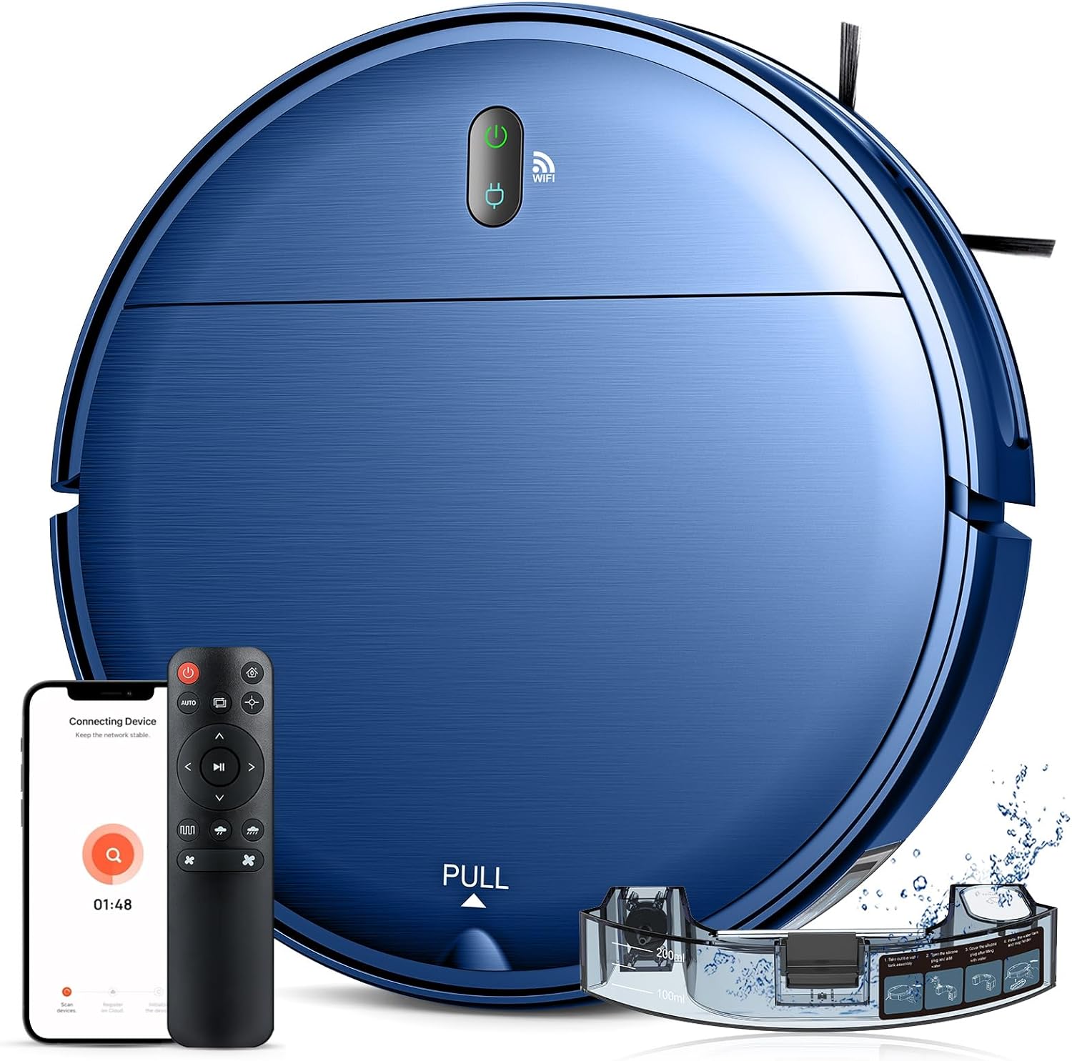 Robot Vacuum, Robot Vacuum Cleaner with WiFi/APP/Alexa, Automatic Self-Charging, Robot Vacuum and Mop Combo Perfect for Carpet, Hard-Floor and Pet Hair