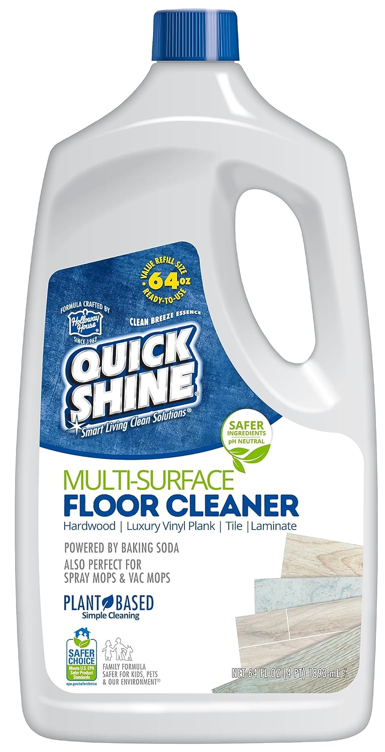 Quick Shine Multi Surface Floor Cleaner 64oz | Ready to Use, Dirt Dissolving, Streak Free, No Rinse | Use on Hardwood, Laminate, Luxury Vinyl Plank LVT, Tile & Stone | Safer Choice Cleaner