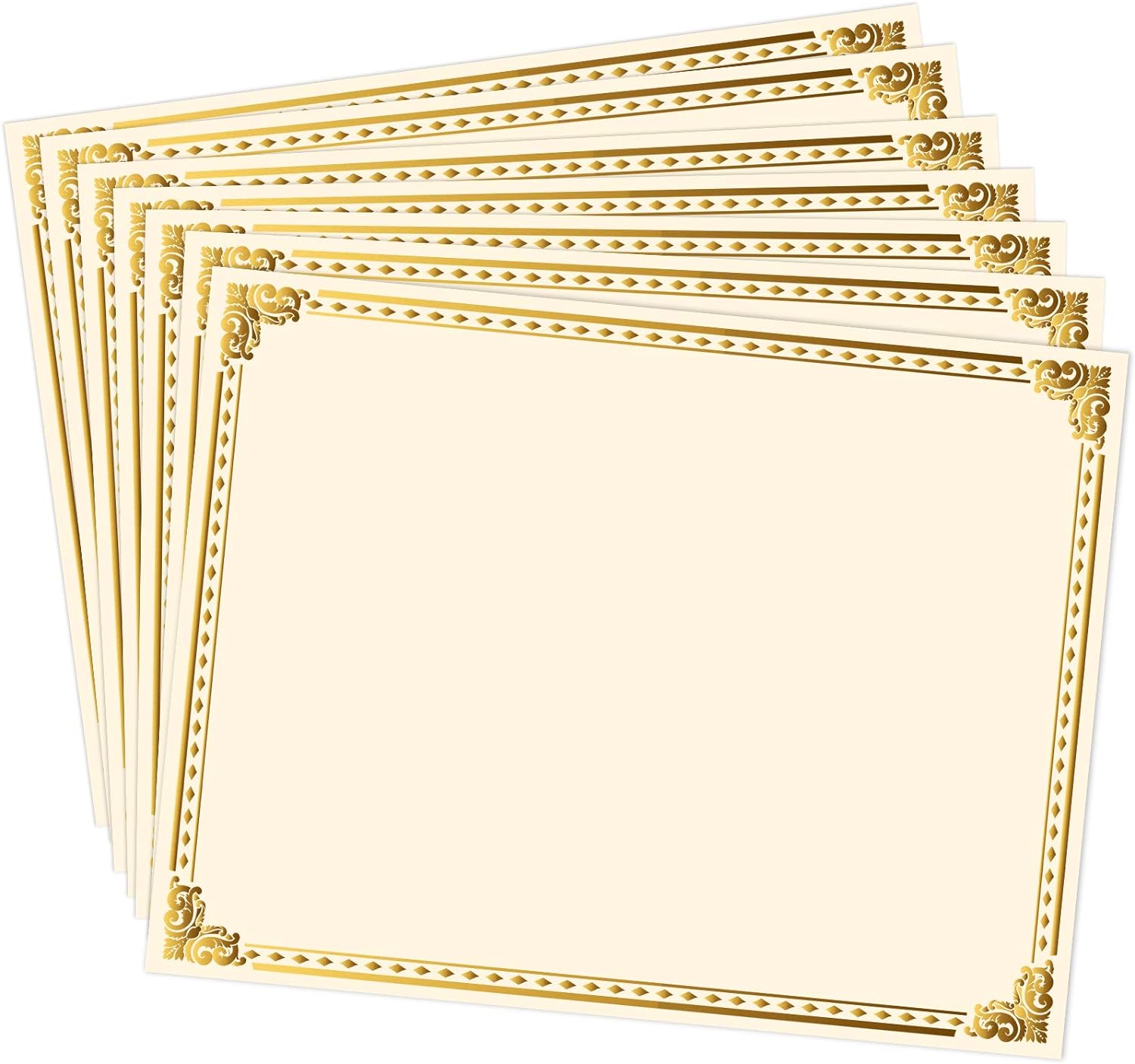 Chinco Certificate Paper Gold Foil Metallic Border Blank Award Certificate for Recognition Appreciation, Laser and Inkjet Printer Compatible, 11 x 8.5 Inches (50 Pieces)