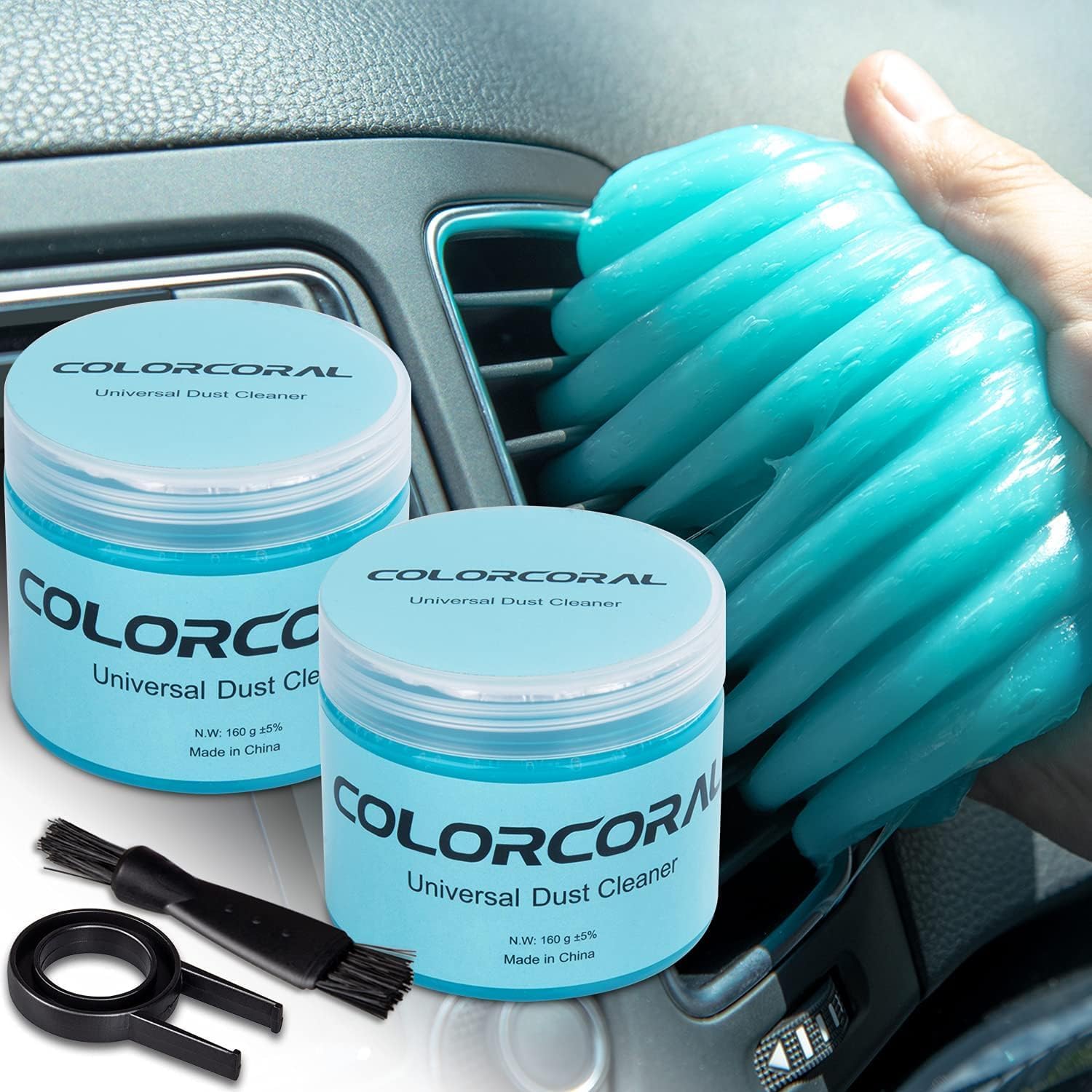 COLORCORAL 2Pack Cleaning Gel Universal Dust Cleaner for Car Vent Keyboard Cleaning Slime Dashboard Dust Cleaning Putty Auto Dust Cleaning Kit for Computer Cleaning and Car Detailing