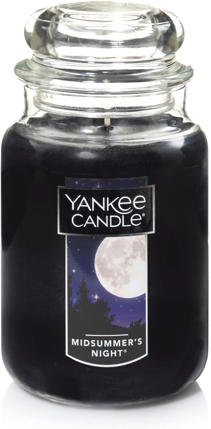 Yankee Candle MidSummer' Night Scented, Classic 22oz Large Jar Single Wick Candle, Over 110 Hours of Burn Time