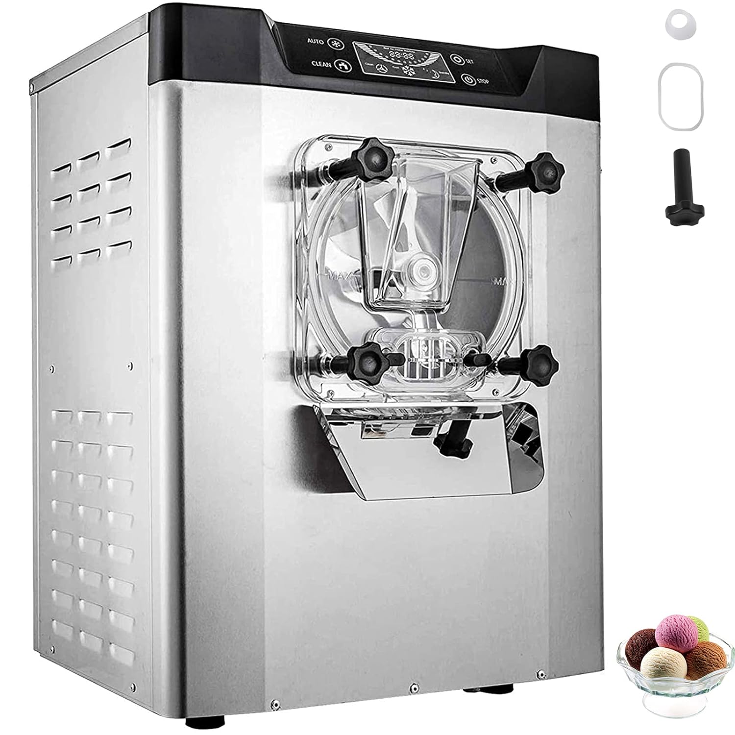 Commercial Ice Cream Machine 1400W 20/5.3 Gph Hard Serve Ice Cream Maker with LED Display Screen Auto Shut-Off Timer One Flavors Perfect for Restaurants Snack bar Supermarkets