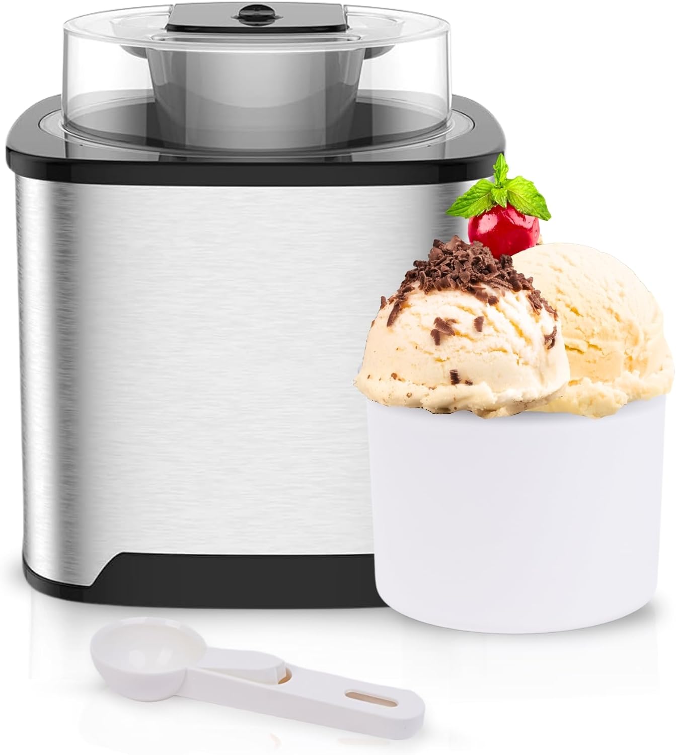 2 Quart Ice Cream Maker Machine - Insulated Soft Serve Ice Cream Maker for Gelato, Sorbet & Frozen Yogurt - Homemade Ice Cream Churn for Creamy Dessert Maker - Healthy Frozen Fruit Ice Cream Maker