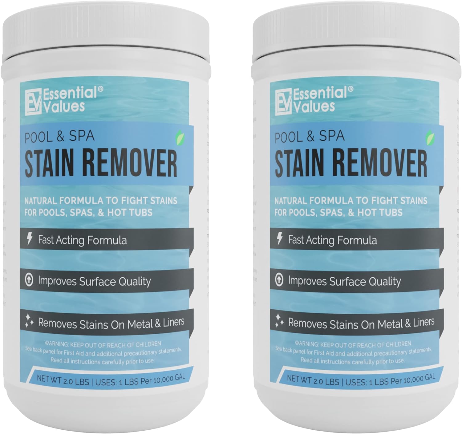 Essential Values Swimming Pool & Spa Stain Remover (2 LBS) - Compatible with Vinyl Liners, Fiberglass & Metals - Effective Formula Removes Rust & Tough Stains