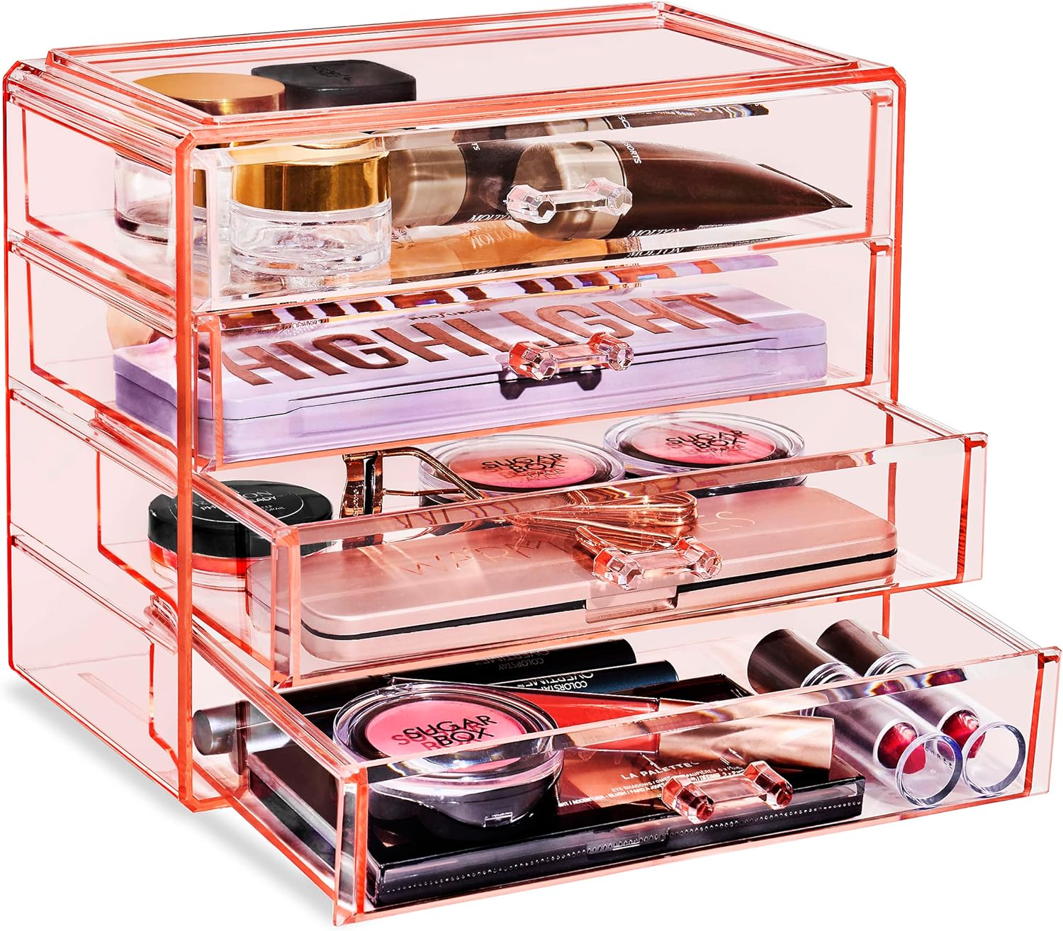 Sorbus Makeup Organizer - 4 Drawer Acrylic Make Up Organizers and Storage for Cosmetics, Jewelry, Beauty Supplies, Clear Makeup Organizer for Vanity, Girl' Room, College Dorm, Counter, Bathroom-Sinks