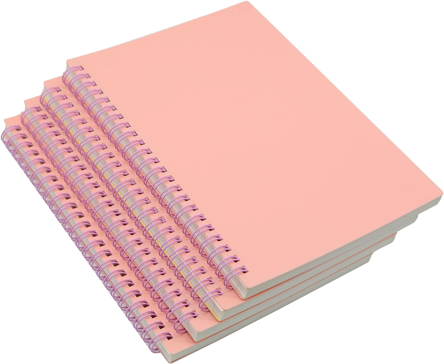 Yansanido Spiral Notebook, 4 Pcs A5 Thick Plastic Hardcover 8mm Ruled Pink 80 Sheets -160 Pages Journals for Study and Notes (Ruled-4pcs Light Pink, A5)