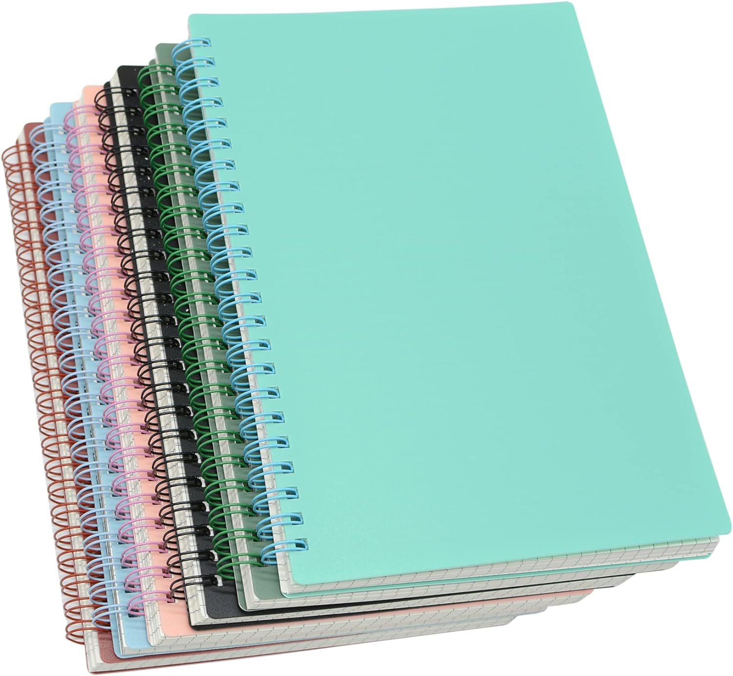 Yansanido Spiral Notebook, 6 Pcs A5 Thick Plastic Hardcover 8mm Ruled 6 Color 80 Sheets -160 Pages Journals for Study and Notes (6 colors, A5 5.7 x 8.3-Ruled)