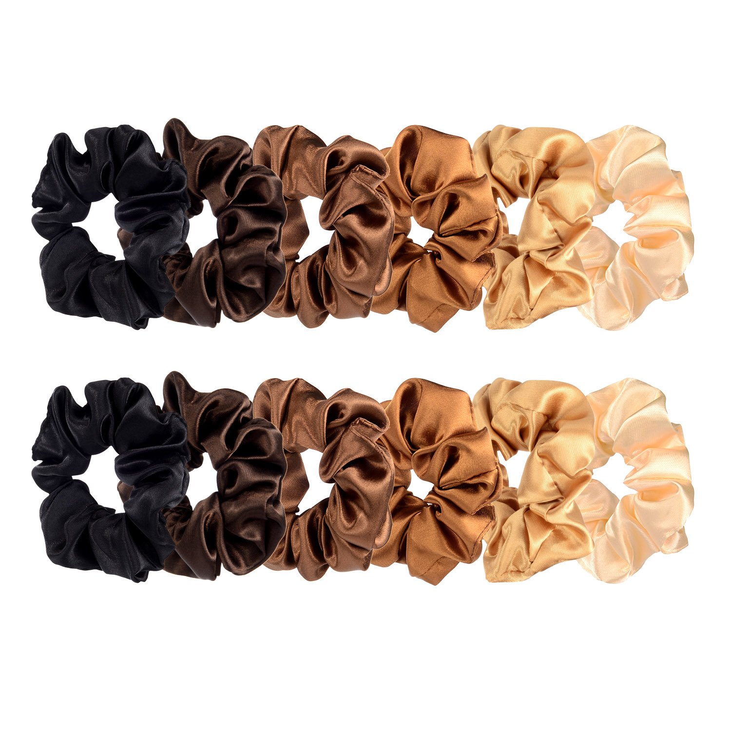 BBTO 12 Pieces 4.3 inch Satin Hair Scrunchies for Women Elastic Hair Bobbles Scrunchies Hair Ties for Kids Adults, Big Scrunchy Ponytail Holder with Elastic Bands Girls Thick Thin Curly 6 Colors