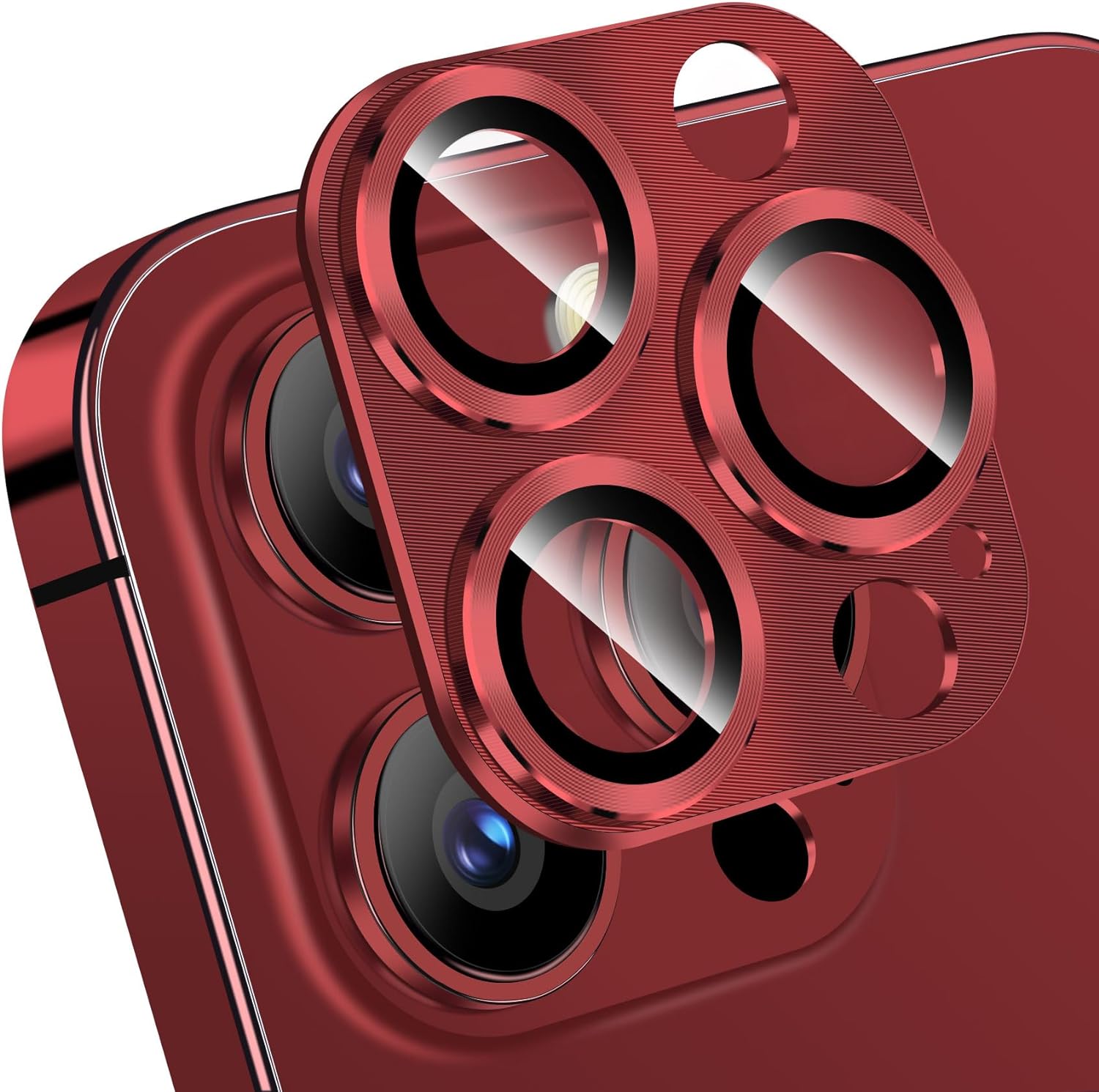 QHOHQ 3 Pack Camera Lens Protector for iPhone 15 Pro Max/iPhone 15 Pro, Zinc Alloy One Piece Camera Cover, [Updated Version], Full Coverage Protection, Ultra HD, Shatterproof - Burgundy