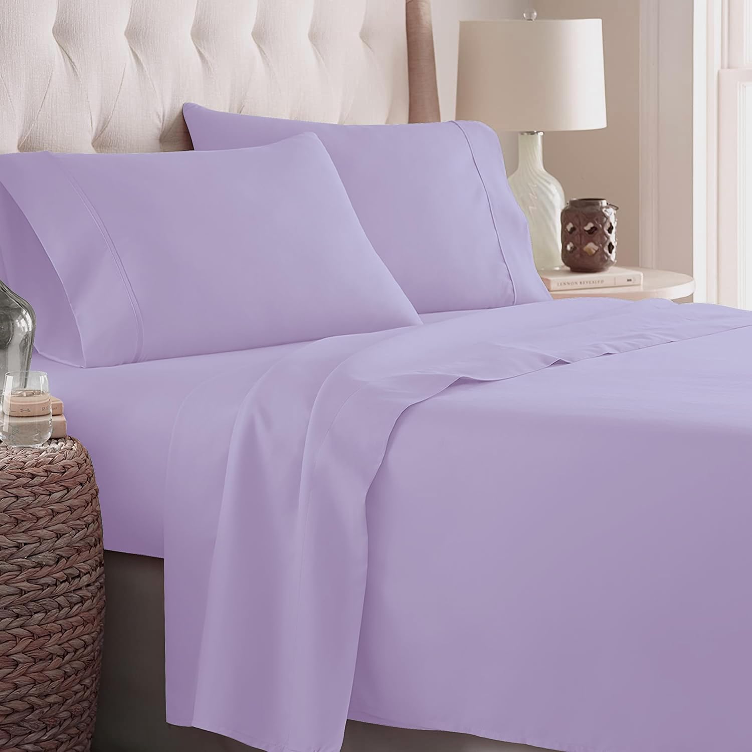 Danjor Linens Twin XL Sheets - Hotel Luxury Essentials Bedding - 4 pc Soft Bedding & Pillowcases Set with Deep Pockets - Breathable Bed Sheets, Wrinkle Free - Lavender Sheets