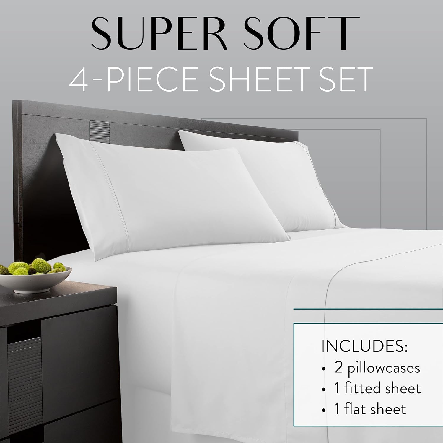 Danjor Linens Twin Sheets Set - Hotel Luxury Essential Bedding - 4 pc Soft Bedding & Pillowcases Set with Deep Pockets - Breathable Bed Sheets, Wrinkle Free - White Sheets