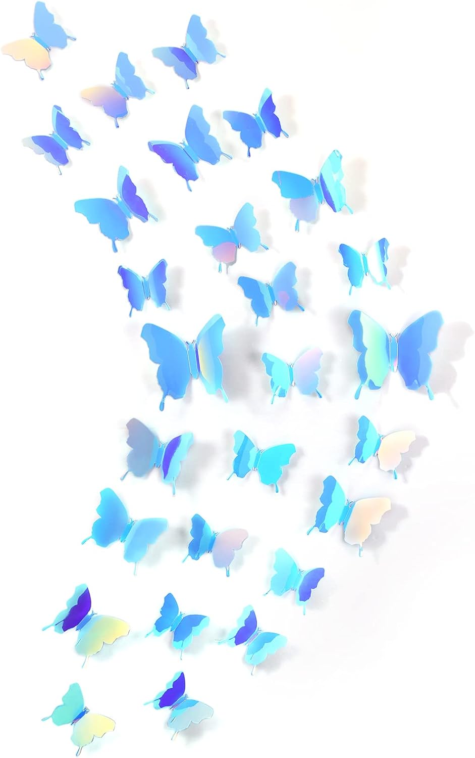 48 Pieces Butterfly Wall Decor DIY Mirror 3D Butterfly Stickers Removable Butterfly Decals for Home Nursery Classroom Kids Bedroom Bathroom Living Room Decor (Blue)