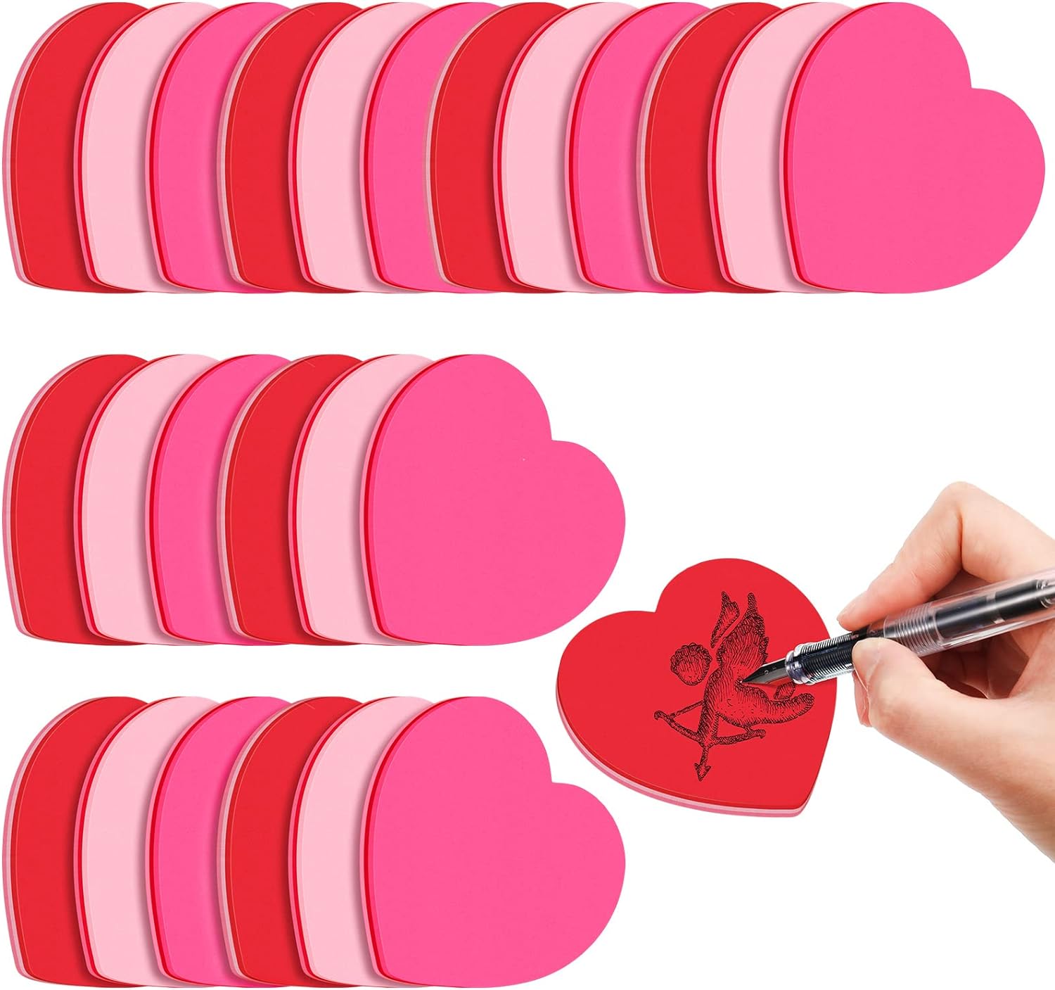 720 Sheets Heart Shaped Sticky Notes 3 x 3 Inch Mixed 3 Color Sticky Memo Funny Self Stick Colorful Cute Note Pads Removable Easy to Post for Office School Home Business Girls Women Valentine' Day