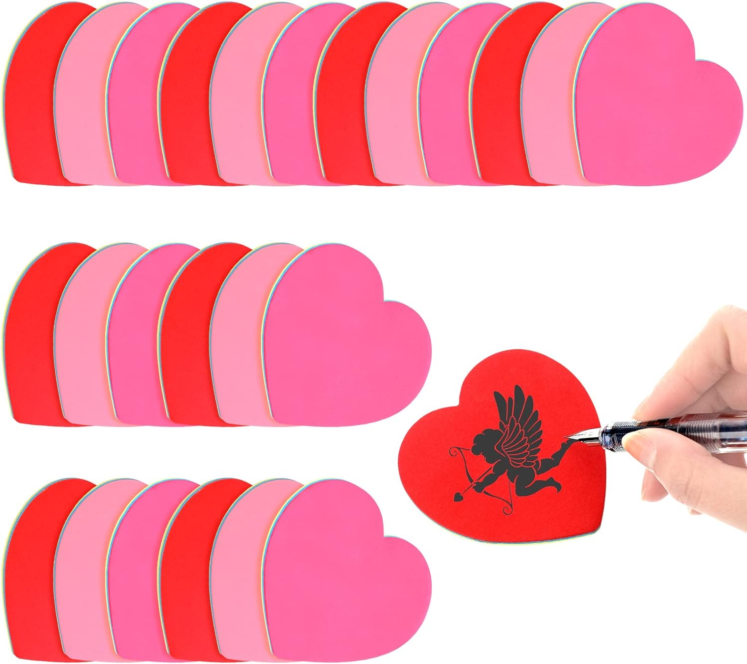 BBTO 720 Sheets Heart Shaped Sticky Notes Valentine' Day Sticky Memo Funny Self Stick 3 x 3 Inch Colorful Cute Note Pads Removable Easy to Post for Office School Home Business Girls(Elegant Colors)
