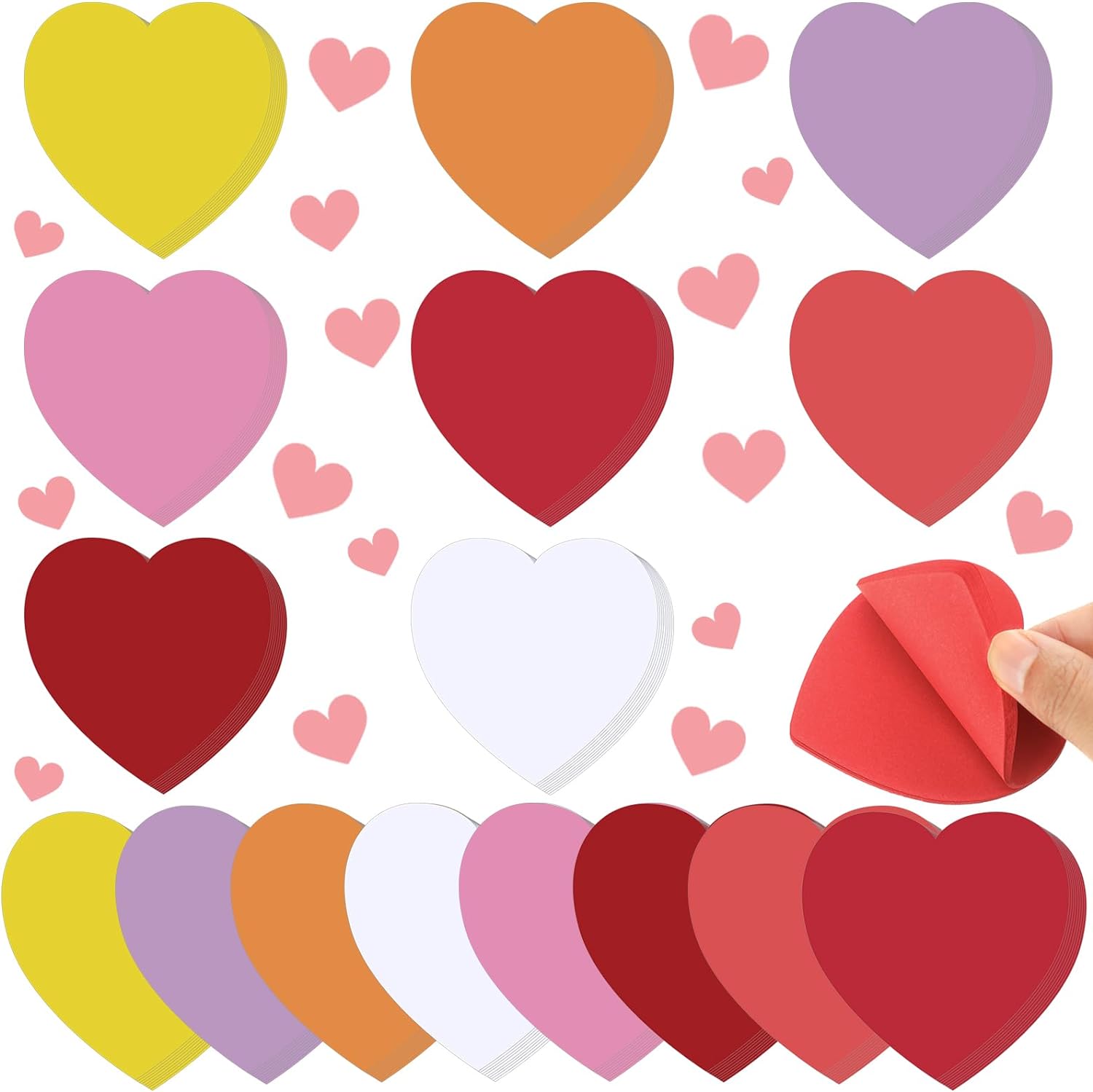 BBTO 720 Sheets Heart Shaped Sticky Notes Valentine' Day Sticky Memo Funny Self Stick 3 x 3 Inch Colorful Cute Note Pads Removable Easy to Post for Office School Home Business Girls(Bright Color)